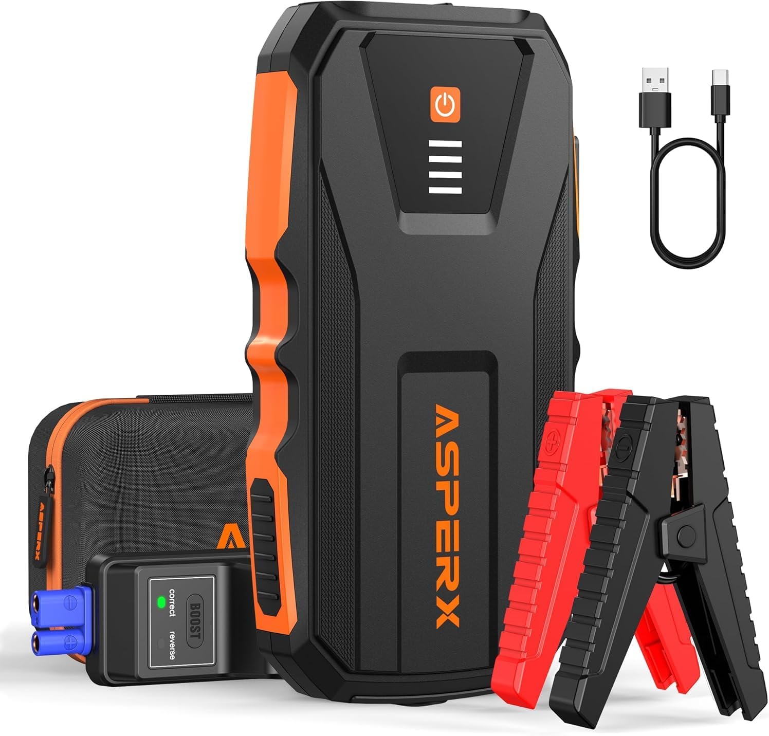 ASPERX 3000A Jump Starter for Car Battery, 12V Portable Jump Box with LED Light  Smart Jumper Cables, BMS for Up to 10.0L Gas or 8.0L Diesel Engines