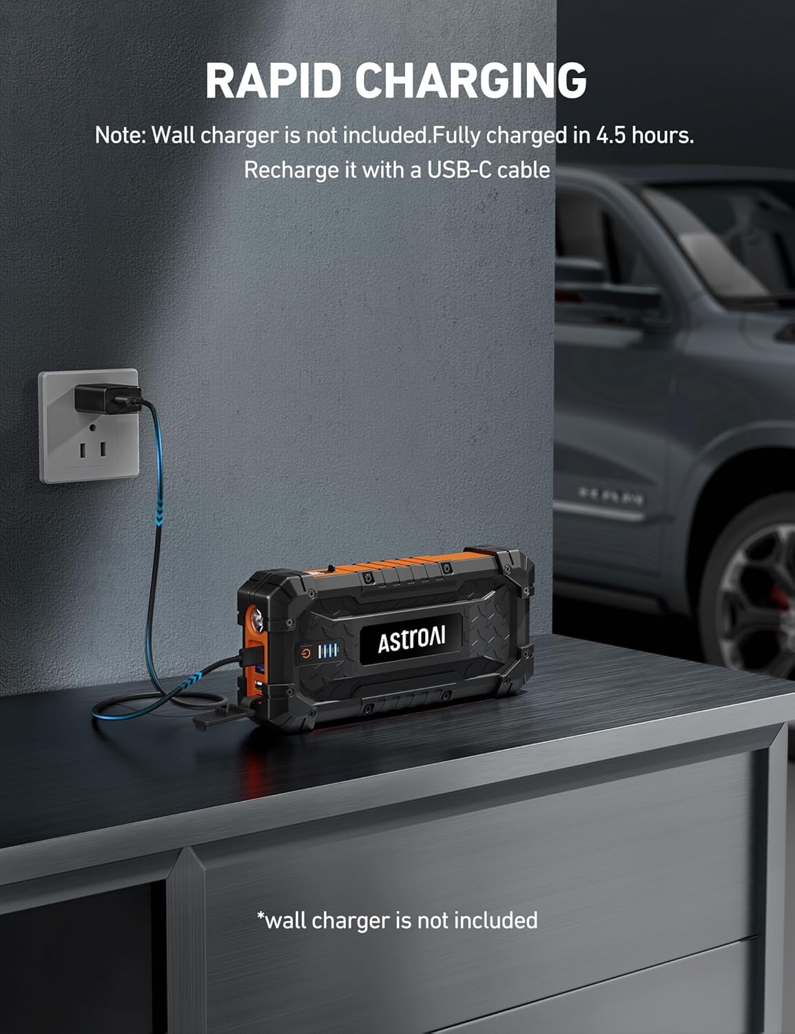 AstroAI S8 Ultra 4000A Jump Starter, 24000mAh Car Starter(All Gas, Up to 12L Diesel Engine), 12V Auto Battery Booster Pack, Jump Box with USB Quick Charge and DC/Type C Port, LED Light, Jumper Cable AstroAI S8 Ultra 4000A Jump Starter, 24000mAh Car Starter(All Gas, Up to 12L Diesel Engine), 12V Auto Battery Booster Pack, Jump Box with USB Quick Charge and DC/Type C Port, LED Light, Jumper Cable