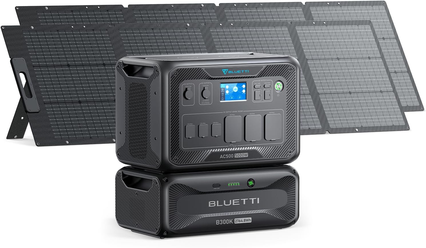 BLUETTI Solar Generator AC500  B300K Expansion Battery with 2 200W Solar Panels Included (Ships Separately), 2764.8Wh Portable Power Station w/ 6 5000W AC Outlets, LFP Power for Home Use