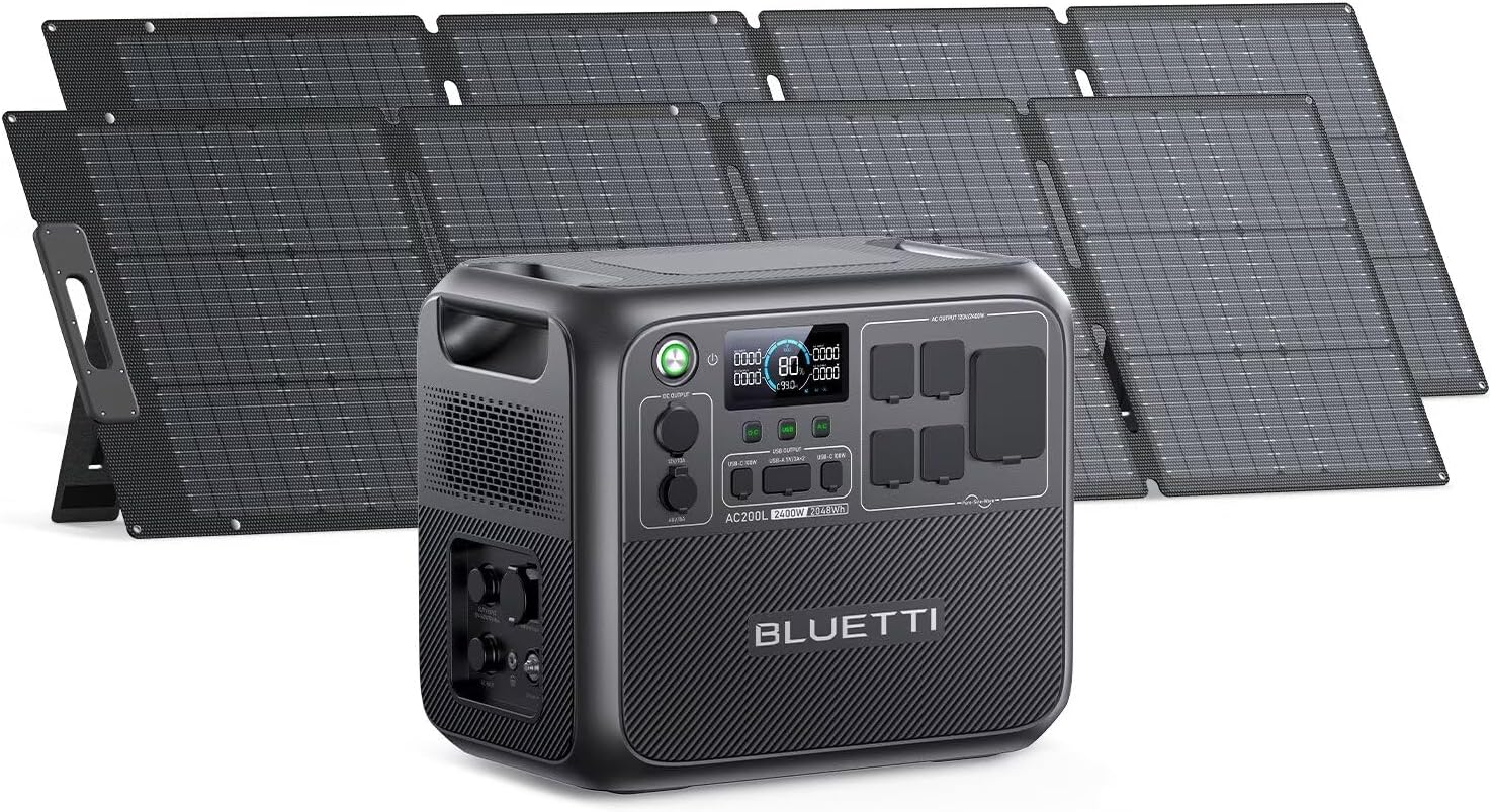 BLUETTI Solar Generator Kit AC200L, 200W Solar Panel (Ships Separately) Included, 2048Wh LiFePO4 Battery Backup with 4 2400W AC Outlets, 3600W Power Lifting, Perfect for Camping, Home Use BLUETTI Solar Generator Kit AC200L, 200W Solar Panel (Ships Separately) Included, 2048Wh LiFePO4 Battery Backup with 4 2400W AC Outlets, 3600W Power Lifting, Perfect for Camping, Home Use
