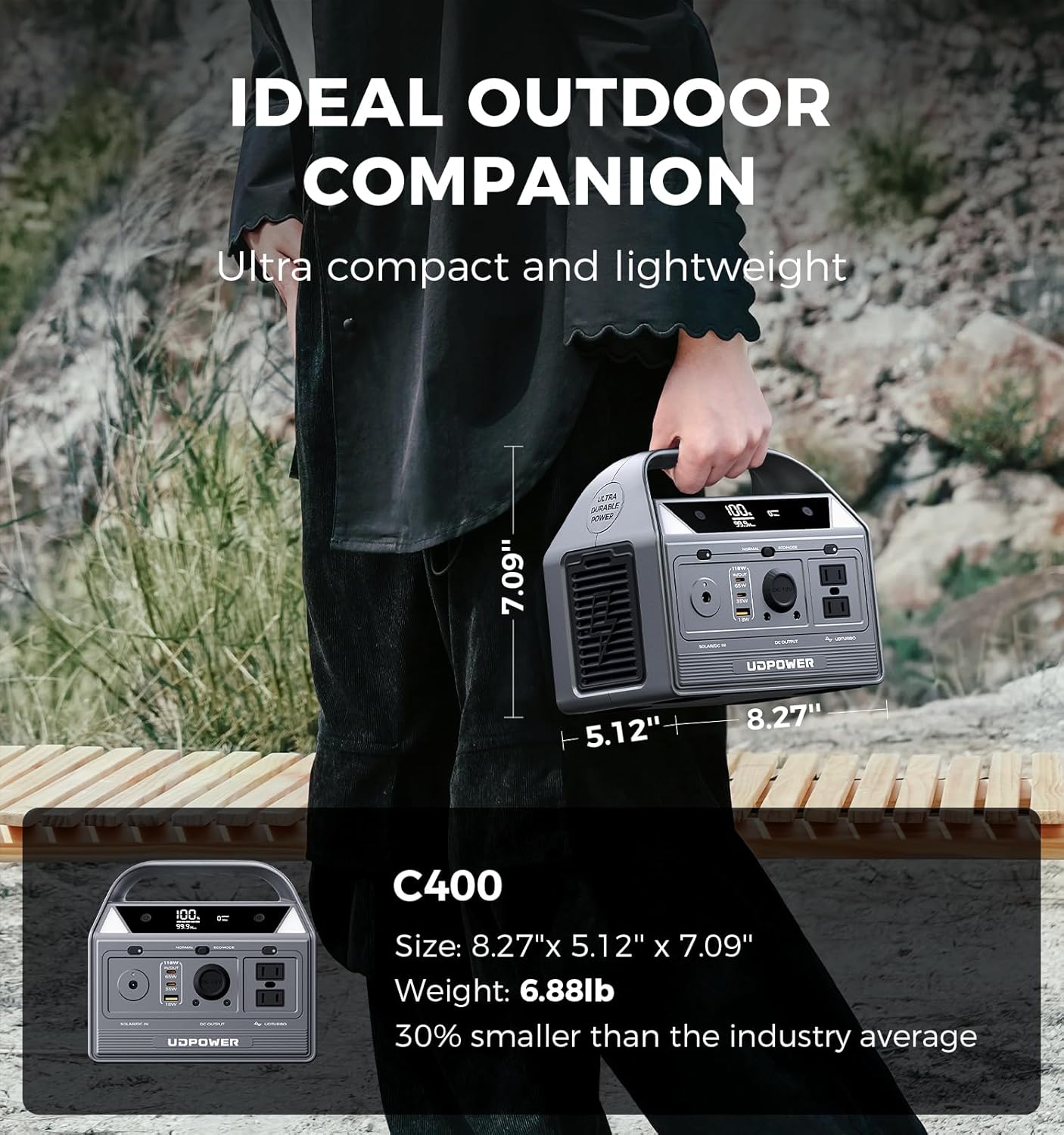 C400 Solar Generator Kit | 400W Portable Power Station + 40W Foldable Solar Panel | 256Wh LiFePO4 Battery, 800W Surge| for Camping, RV, Emergency Backup | UL2743 Certified