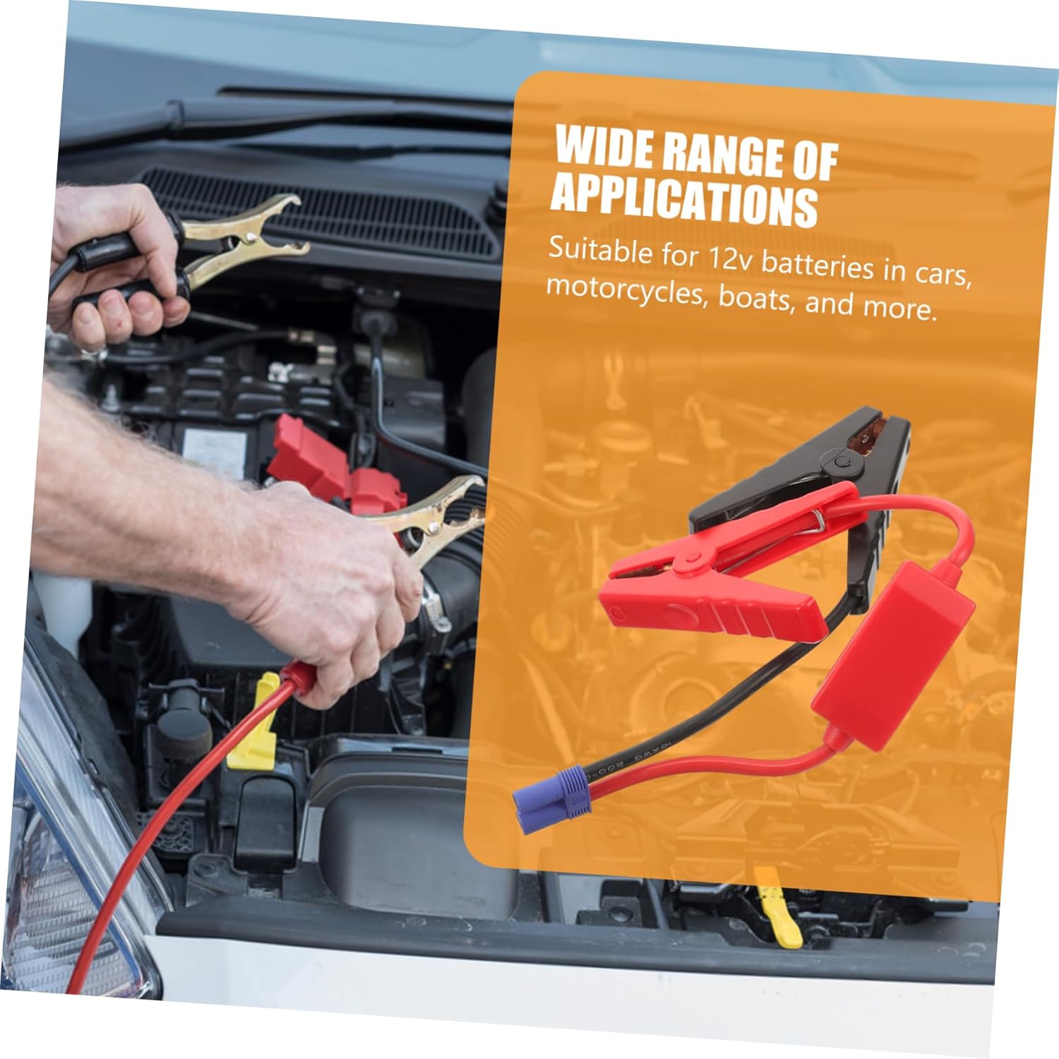Cabilock Battery Jumper Starter Booster Cable with Reverse Protection Car Jump Starter Kit for Vehicles Motorcycles and Boats Efficient Charging Alligator Clips