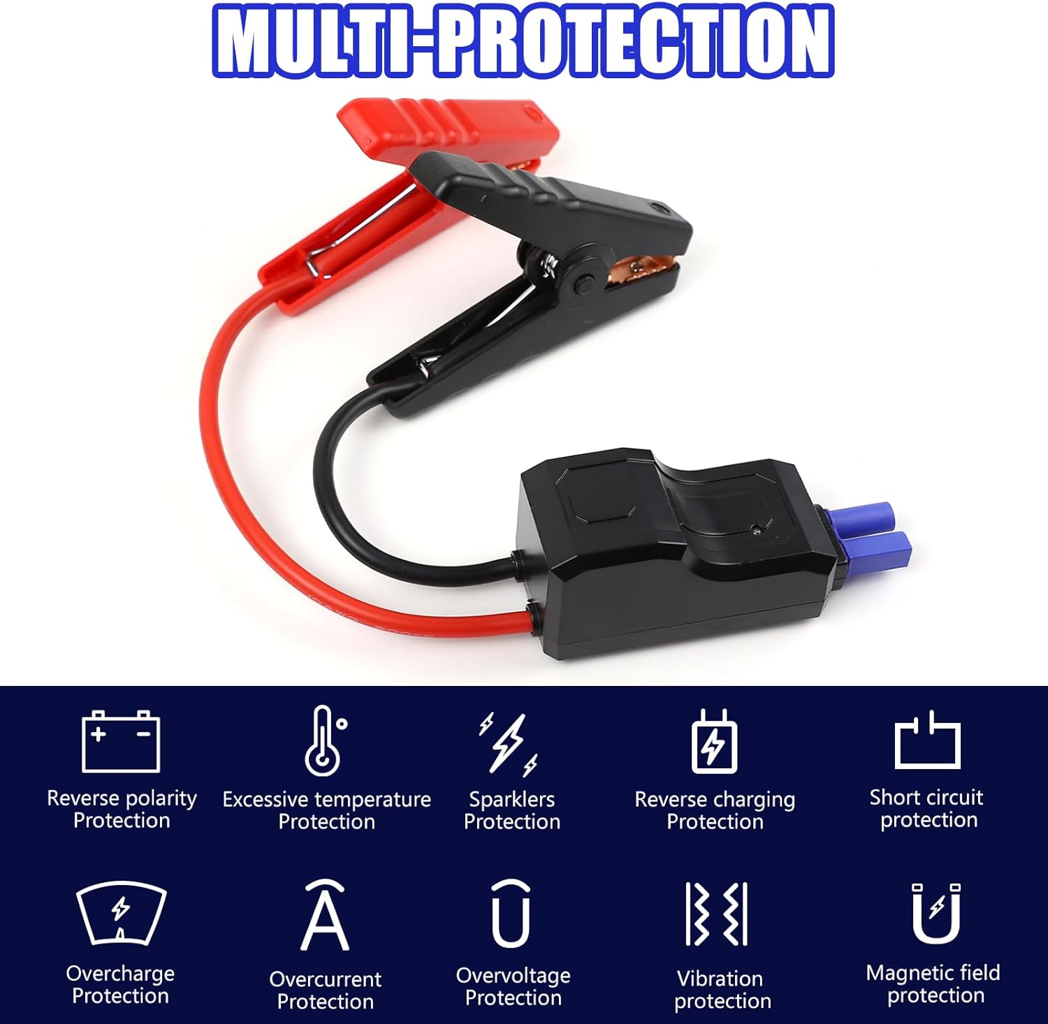 Car Jump Starter Clamps, 10AWG EC5 Jump Starter Cables with Battery Clamps, 12V Automotive Booster Clamp Cables Replacement Alligator Clamps, Portable Smart Jumper Starter Clamps
