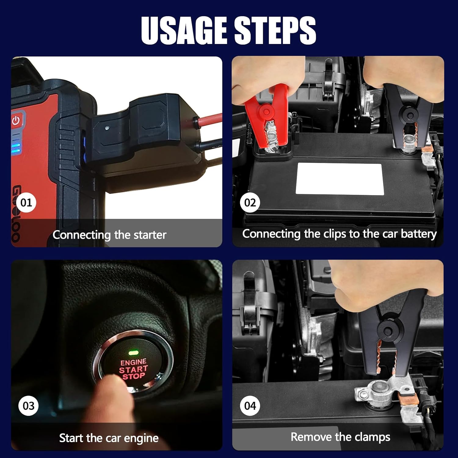 Car Jump Starter Clamps, 10AWG EC5 Jump Starter Cables with Battery Clamps, 12V Automotive Booster Clamp Cables Replacement Alligator Clamps, Portable Smart Jumper Starter Clamps