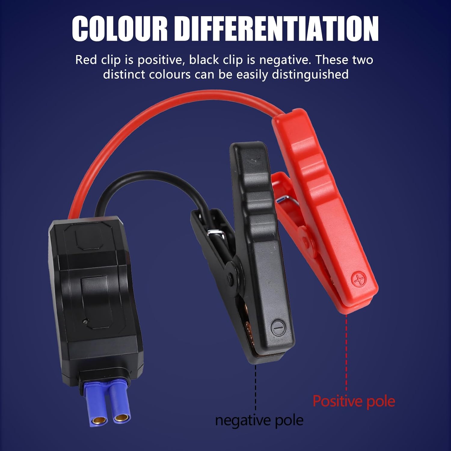 Car Jump Starter Clamps, 10AWG EC5 Jump Starter Cables with Battery Clamps, 12V Automotive Booster Clamp Cables Replacement Alligator Clamps, Portable Smart Jumper Starter Clamps