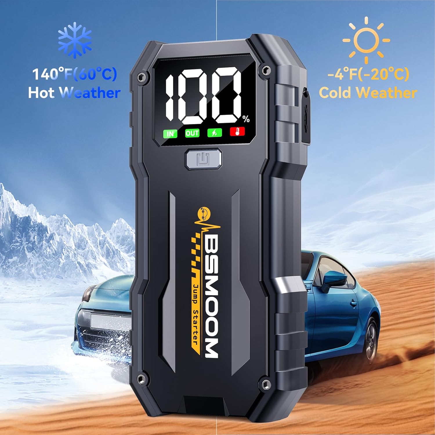 Car Jump Starter,5000A Portable Car Jump Starter Battery Pack (10.0L Gas/8L Diesel) 12V Car Battery Charger Jumper Starter, Jumper Cables,Portable Lithium Jump Box with LED Light/USB QC3.0