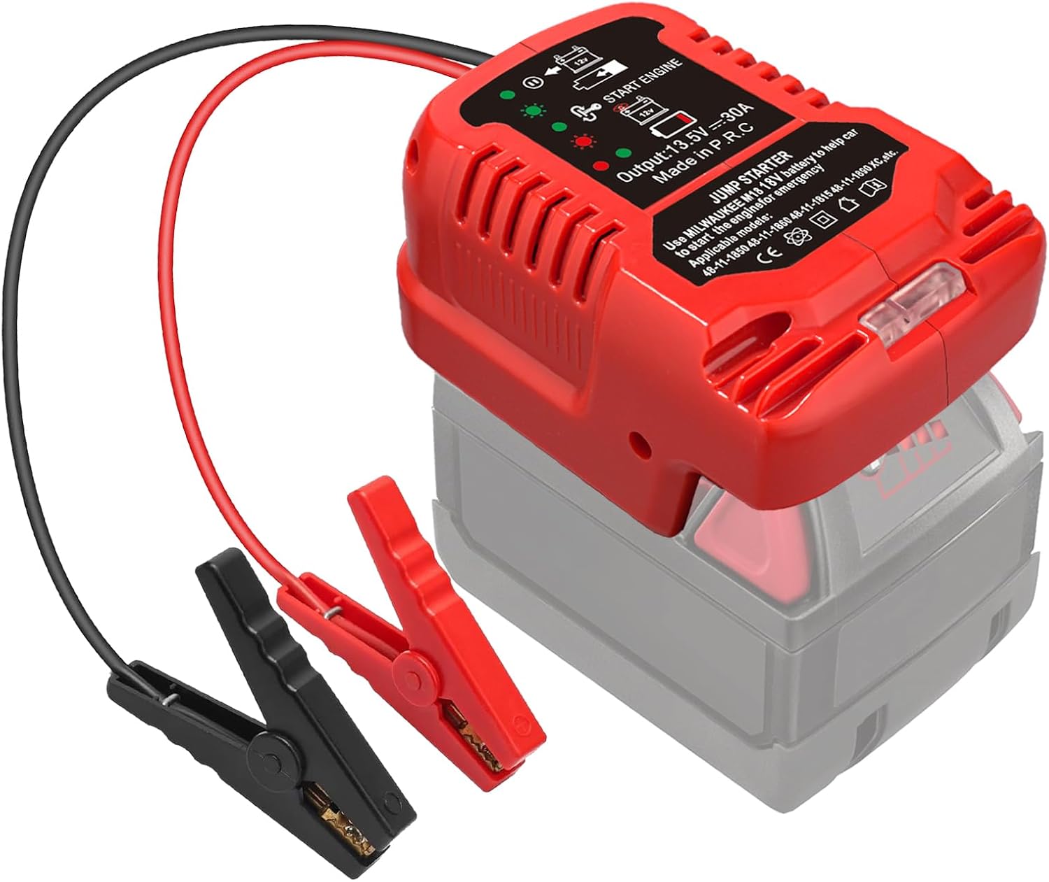 Car Jumper Cables for Milwaukee 18V M18 Batteries Car Jump Starter with LED Lights Engine 12V Auto Booster Cables for Jump Starting Dead or Weak Cars Batteries (Battery not Included)