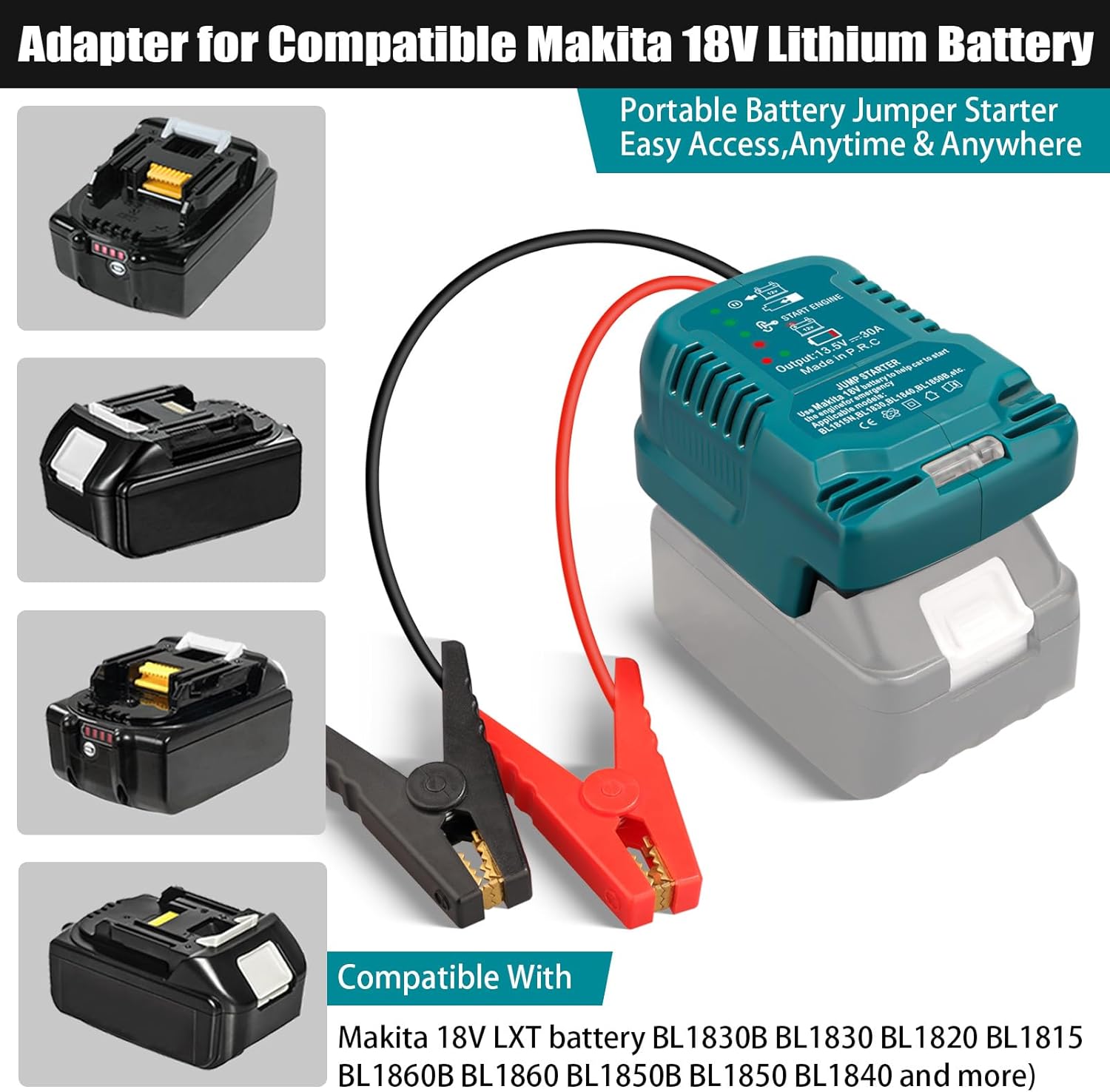 Car Jumper Starters Adapter for Makita 18V Battery, 11AWG Cable Convert to Jumper Starter Automotive Booster, Jump kit Cable for Car Battery (NO Battery)