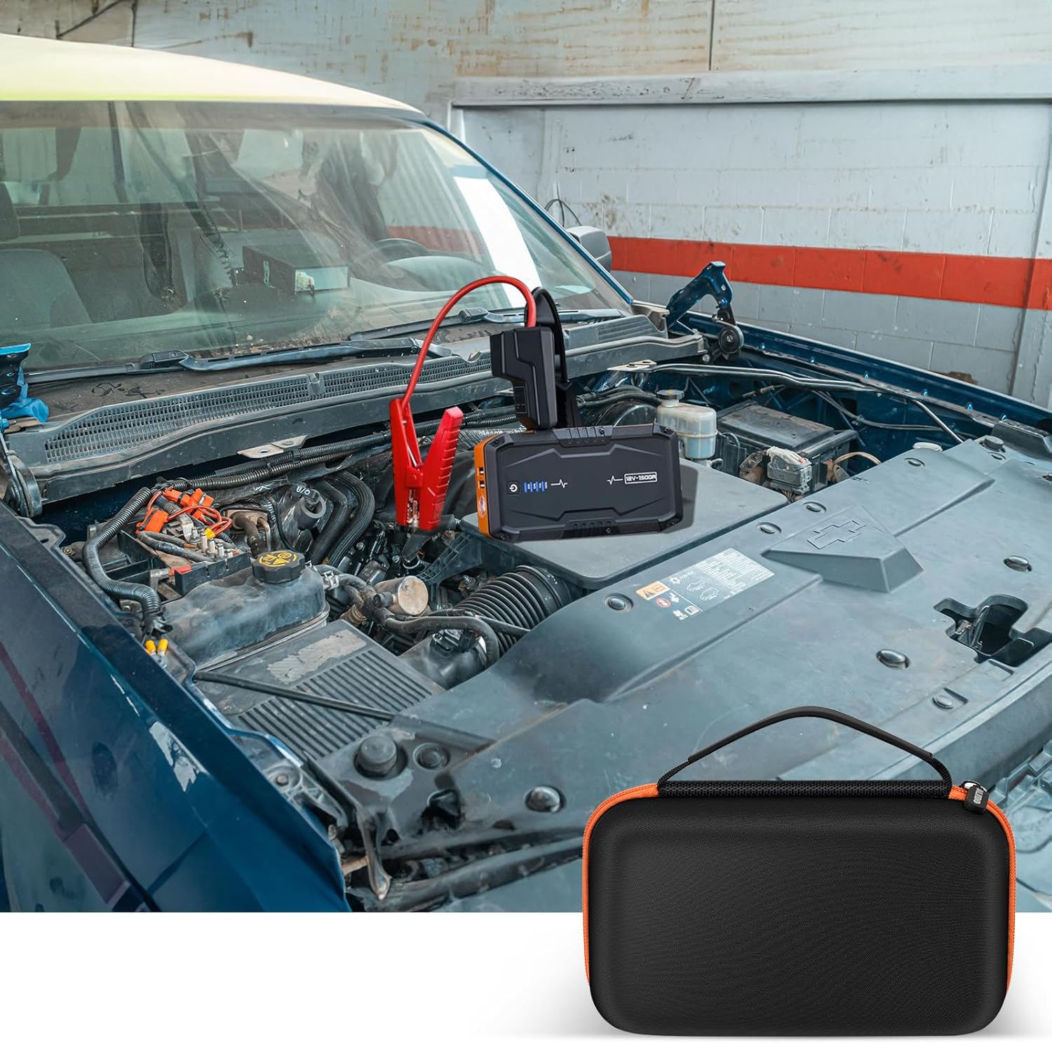 Case Compatible with AstroAI S8 Car Jump Starter Battery Pack, Holder for Portable Jump Box Charger with Jumper Cables, Storage for Heavy-Duty Clamps and USB Type-C Charging Cable (Box Only)