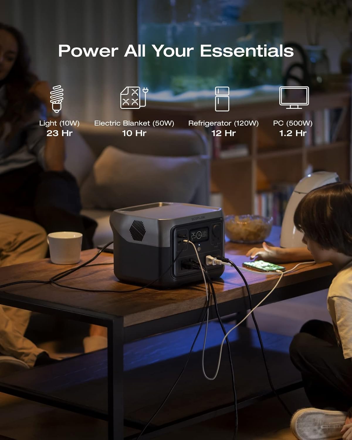 EF ECOFLOW Solar Generator RIVER 2 Pro 768Wh Portable Power Station  160W Portable Solar Panel LiFePO4 Battery 70 Min Fully Charged, 4×AC, For Camping, RV, Home Backup