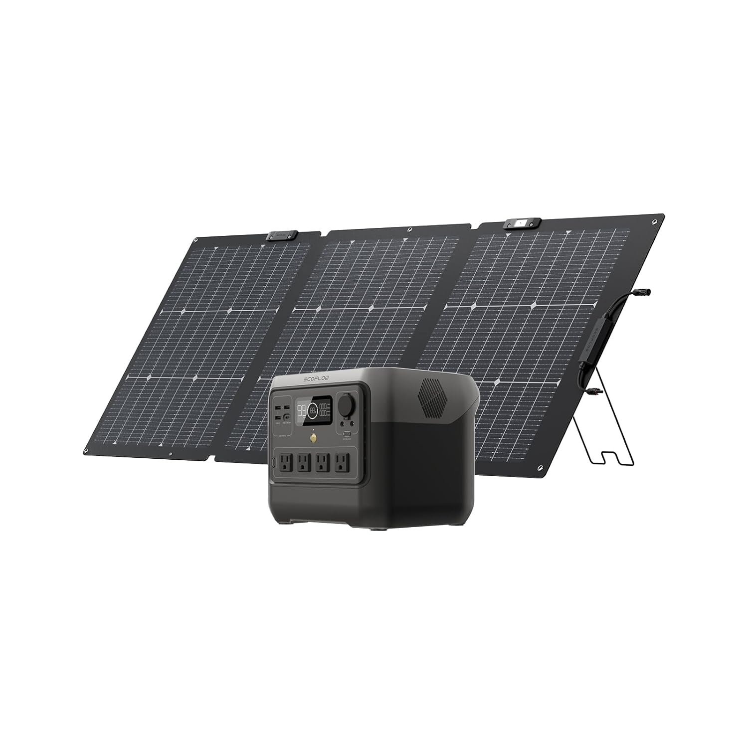 EF ECOFLOW Solar Generator RIVER 2 Pro 768Wh Portable Power Station  160W Portable Solar Panel LiFePO4 Battery 70 Min Fully Charged, 4×AC, For Camping, RV, Home Backup