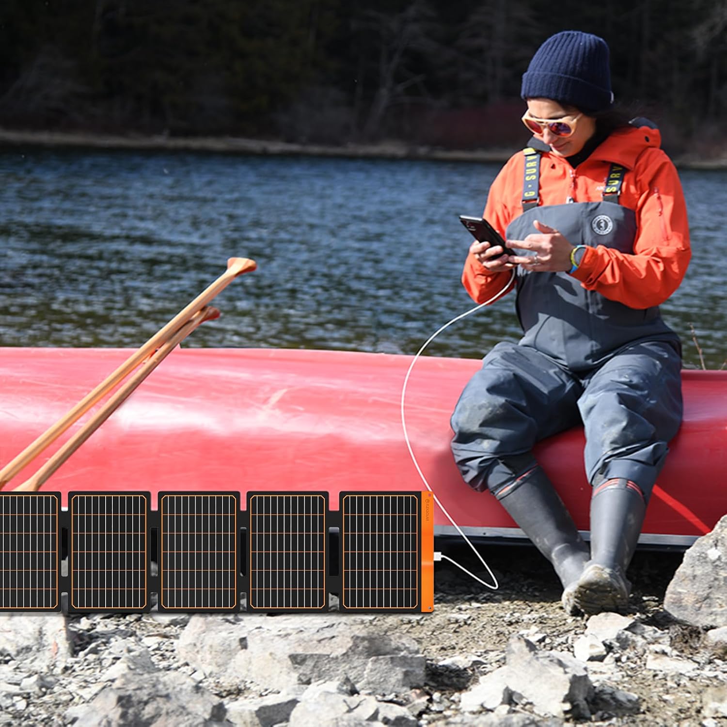 FlexSolar 60W Portable Solar Panels Chargers with PD3.0 USB-C,QC3.0 USB-A and DC Outputs Foldable IP67 Waterproof Power Emergency Camping for Small Power Station Generator,Phones, Power Banks, Tablets