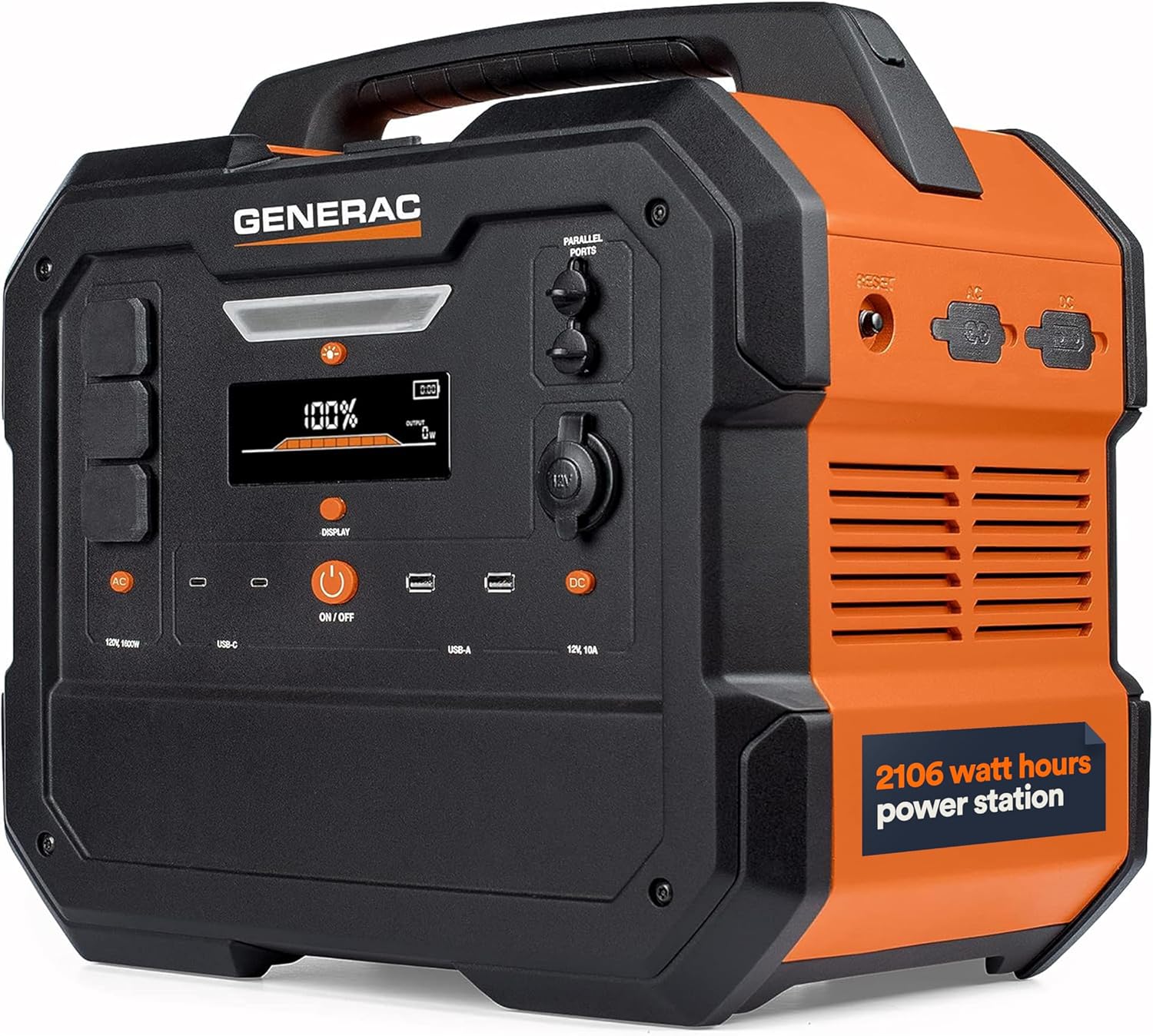 Generac 100-Watt Solar Panel - Efficient Solar Charging for GB Power Station - Lightweight and Portable - Waterproof and Dustproof - Parallel Capable for Increased Charging Power - Orange/Black