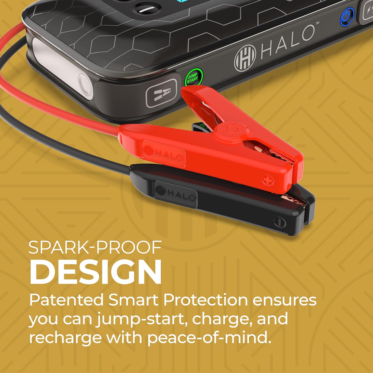 HALO Bolt Air+ 1750 Portable Car Battery Jump Starter | 130 PSI Air Compressor, 59.9Wh USB Power Bank, Large Display, Emergency Floodlight  Charger, Jumps Cars SUVs  Trucks, Inflates Tires — Purple