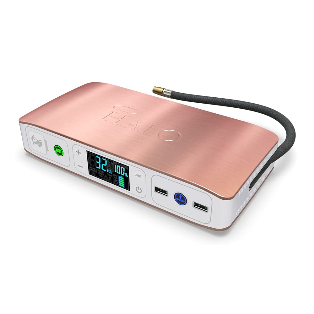 HALO Bolt Air 58830 Portable Car Battery Jump Starter | 100 PSI Air Compressor, 58.8Wh USB Power Bank, Emergency Floodlight  Charger, Jump Cars SUVs  Trucks, Inflate Tires, TSA Approved — Rose Gold