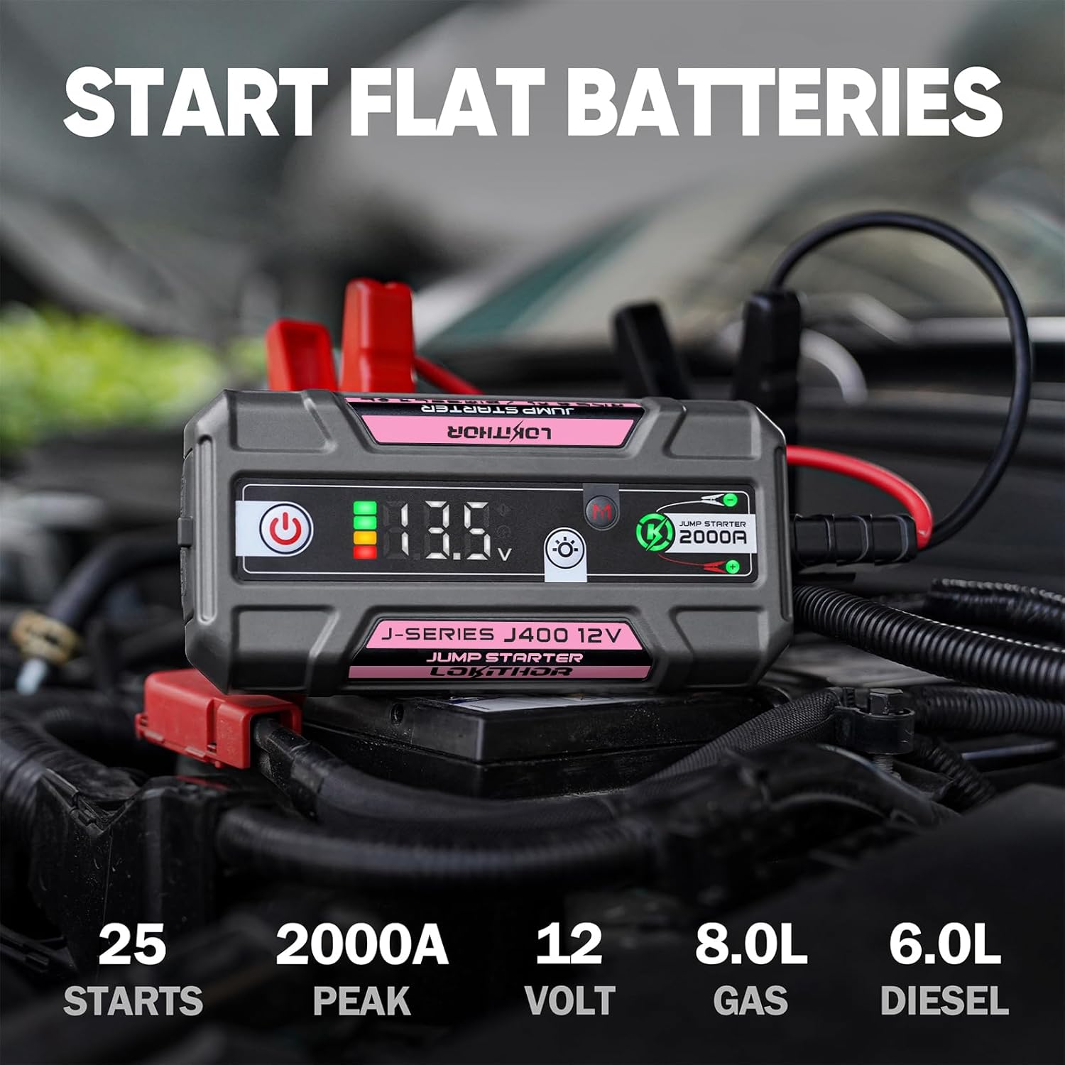 J400O 2000A Jump Starter 12V Car Battery Booster Pack and J-Series Bag EVA Protection Case for J400/J401/J401X/J402 Lokithor Jump Starter
