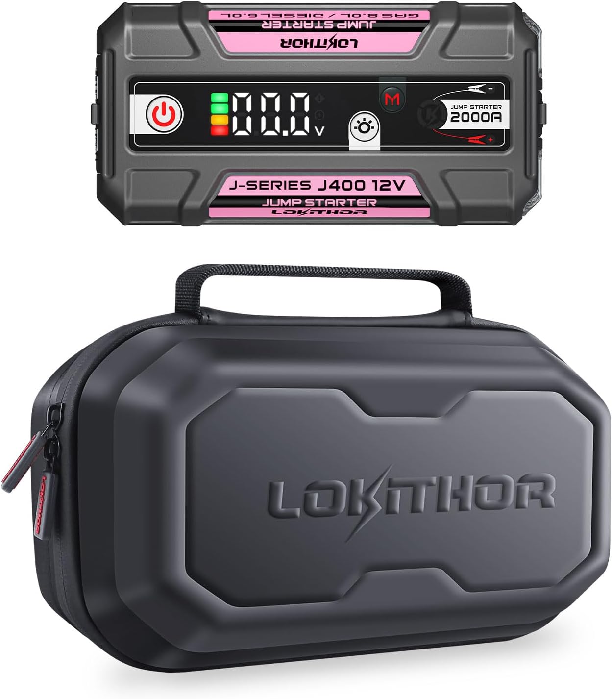 J400O 2000A Jump Starter 12V Car Battery Booster Pack and J-Series Bag EVA Protection Case for J400/J401/J401X/J402 Lokithor Jump Starter