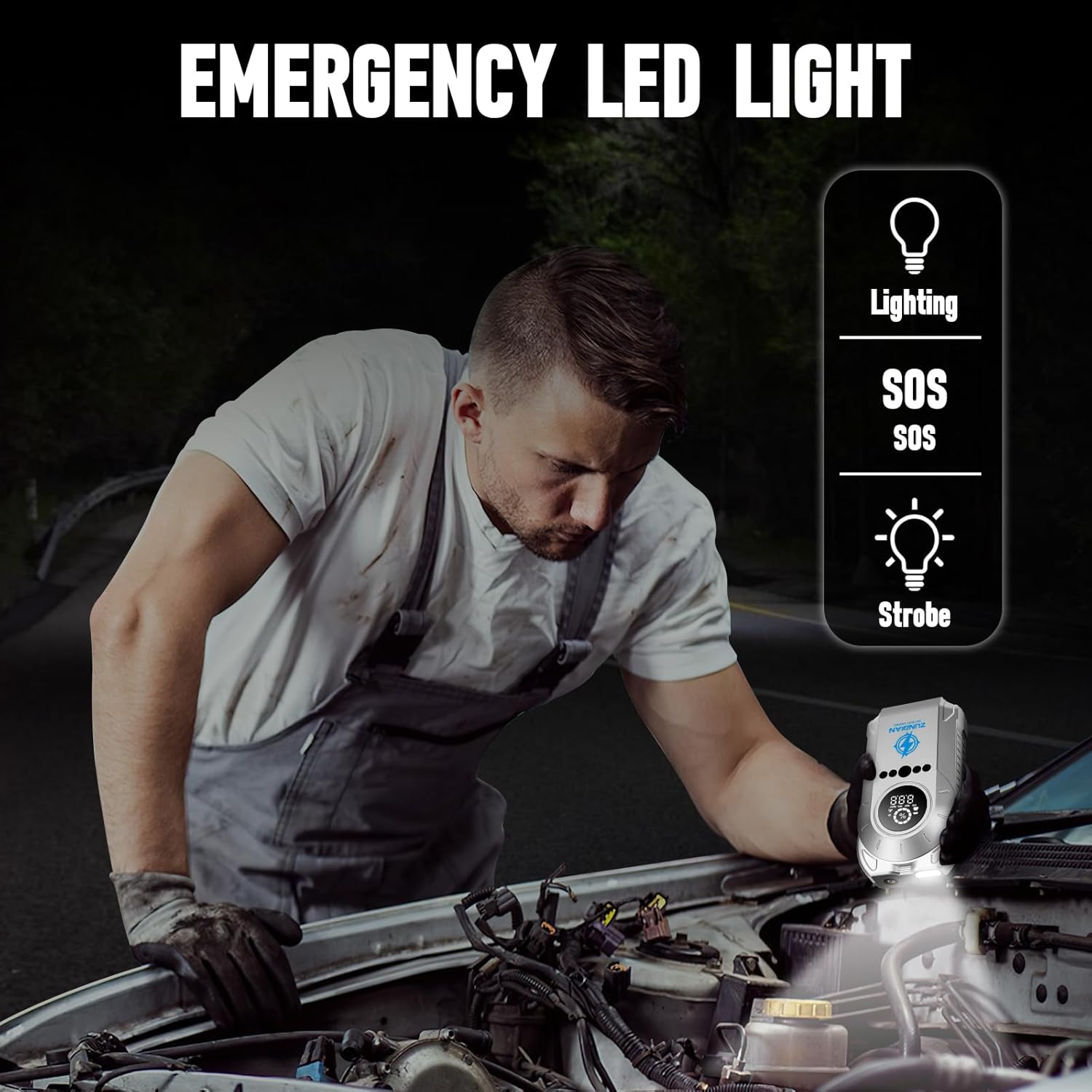 Jump Starter Tire Inflator, 6000A 12V Portable Car Battery Jumper Starter with Air Compressor 260 PSI, for Up to 10L Gas and 8L Diesel, Battery Charger Booster Pack Jump Box USB Charging LED Light