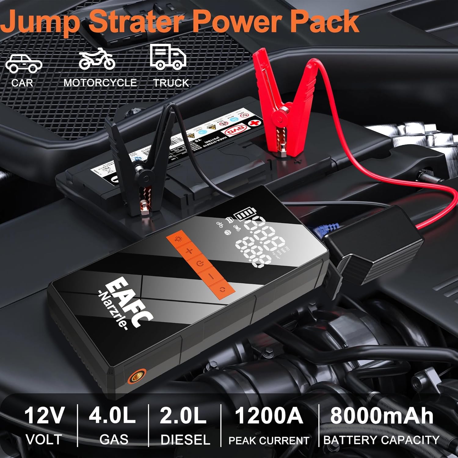Jump Starter with Air Compressor, 1000A 150PSI Battery Jumper Starter Portable (6.0 Gas/4.0L Diesel), 12V Jump Box Car Battery Jump Starter with Smart Jumper Cables, 3 Modes Flashlight, LCD Display Jump Starter with Air Compressor, 1000A 150PSI Battery Jumper Starter Portable (6.0 Gas/4.0L Diesel), 12V Jump Box Car Battery Jump Starter with Smart Jumper Cables, 3 Modes Flashlight, LCD Display