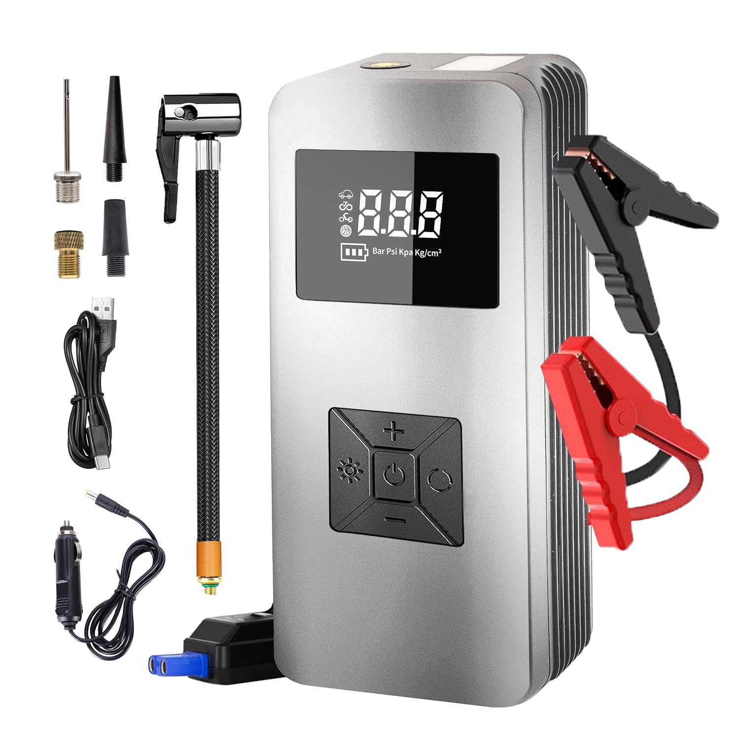 Jump Starter with Air Compressor, 12V 8000A Car Automotive Battery Jump Starter (6.0L Gas and 3.0L Diesel), 150PSI Tire Inflator Pump for Car, Motorcycle and Bicycle