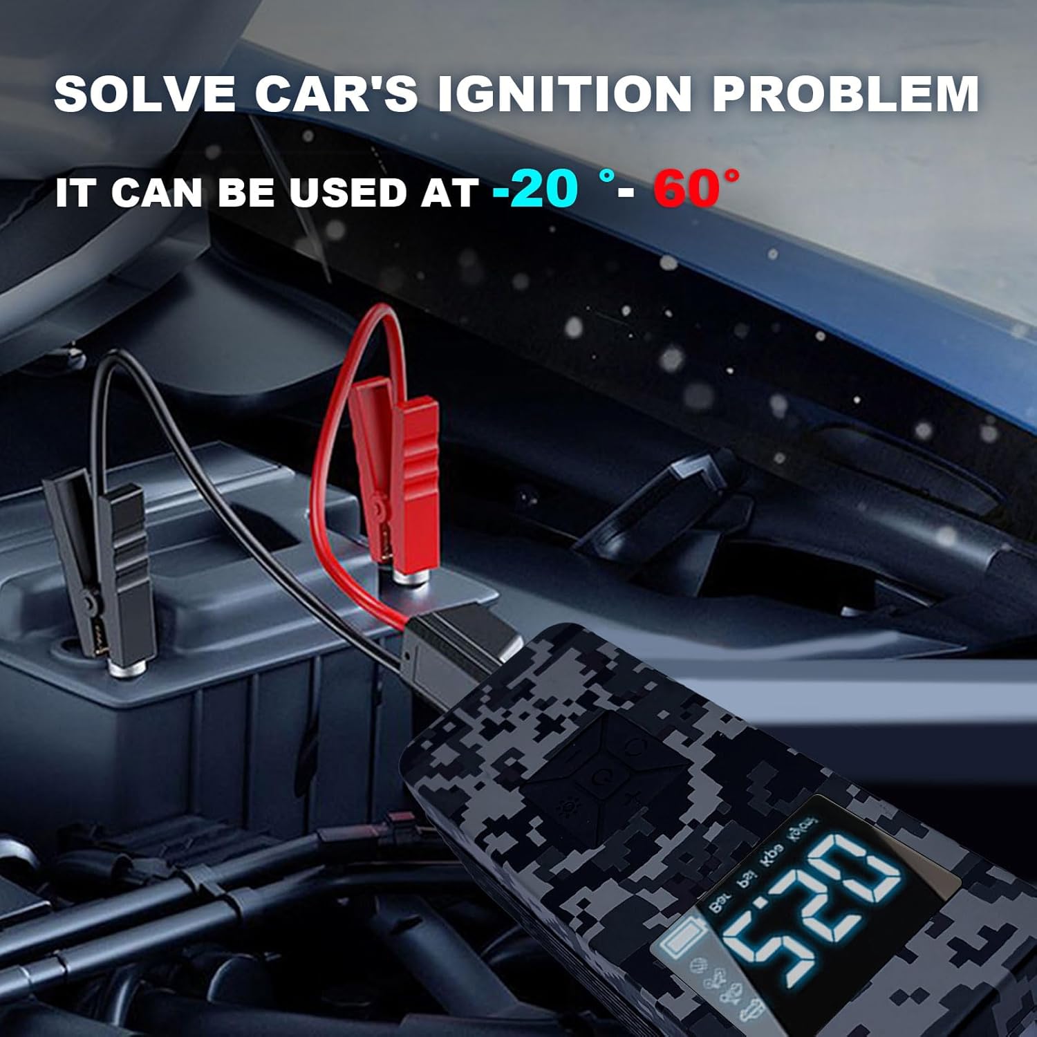 Jump Starter with Air Compressor,8000A Car Battery Jumper Starter (9.0 Gasoline/6.5L Diesel) with 150PSI Digital tire inflator Portable,14.8V Power Pack Car Jump Box Charger with LCD Display, Lights
