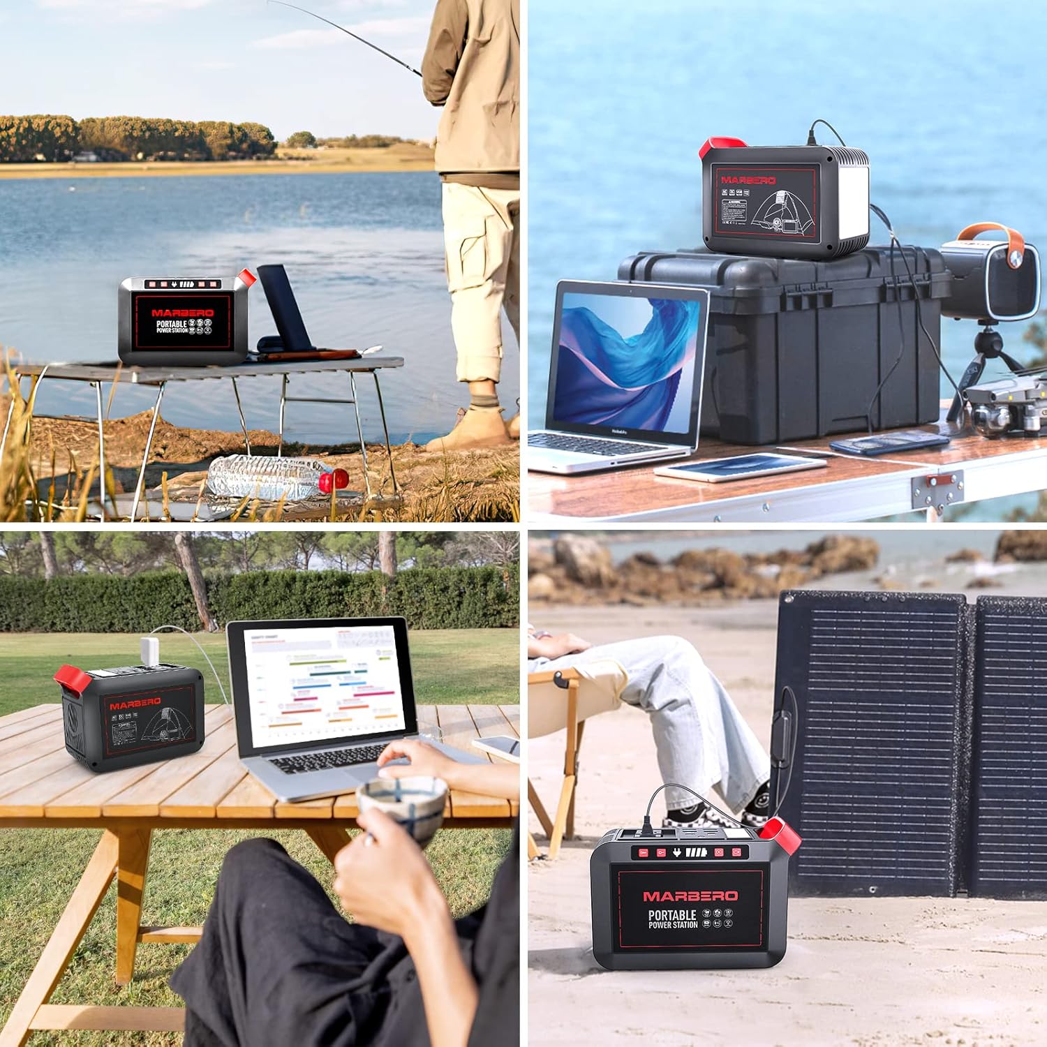 MARBERO 237Wh Solar Generator with Solar Panel Included Portable Power Station 300W Pure Sine Wave with Foldable Solar Panel 60W Set for Camping Outdoor Hiking Fishing Emergency