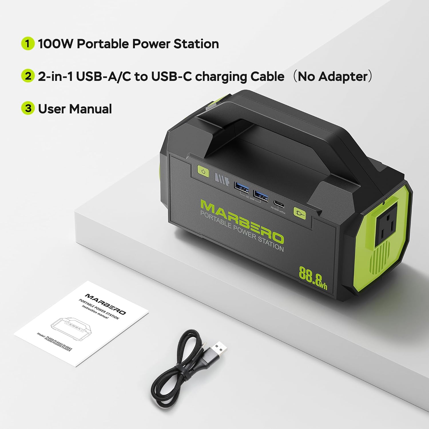 MARBERO 296Wh Solar Generator with Solar Panel Included 300W Portable Power Station with 60W Foldable Panel Set Solar Power Bank with AC Outlets for Camping Home Backup Outdoor Emergency Travel