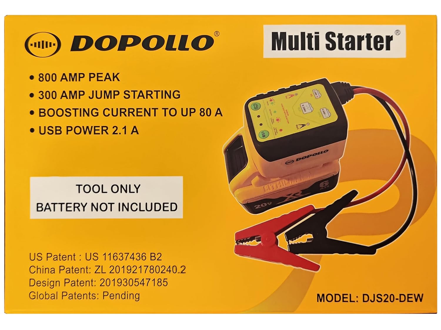 Multi Starter, Work with Dewalt 20V/60V Battery, Jump Start Adapter DJS20-DEW, Car Jump Starter，Battery Repair/Activation/Boost, for 6.0L Engines, USB Power Source