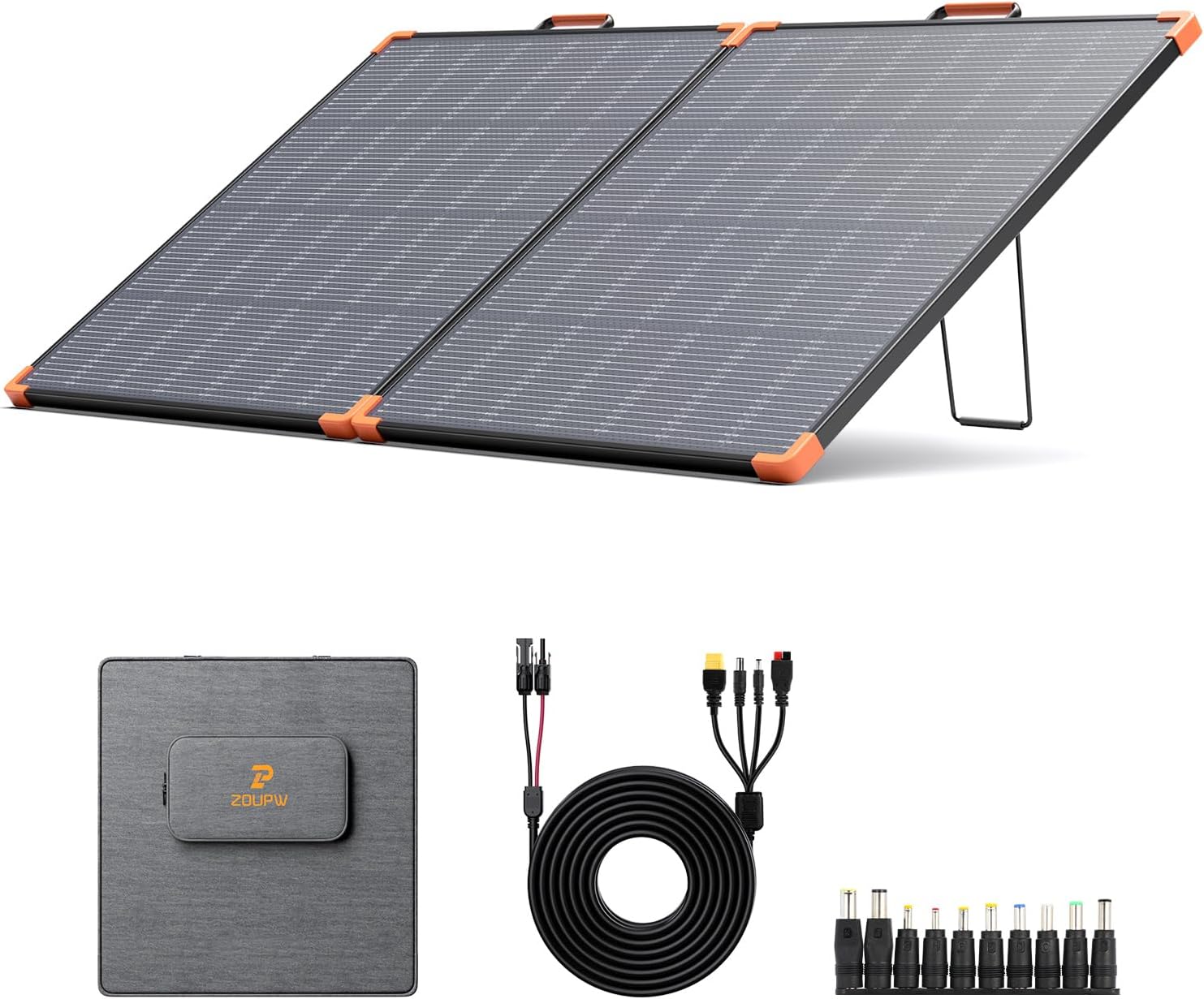 N-Type 16BB 350W Portable Solar Panel for Power Station,Hurricane Preparedness Items,43V Foldable Solar Charger 25% High Efficiency IP68 Waterproof 4 Reinforced Kickstands for Camping RV Trip