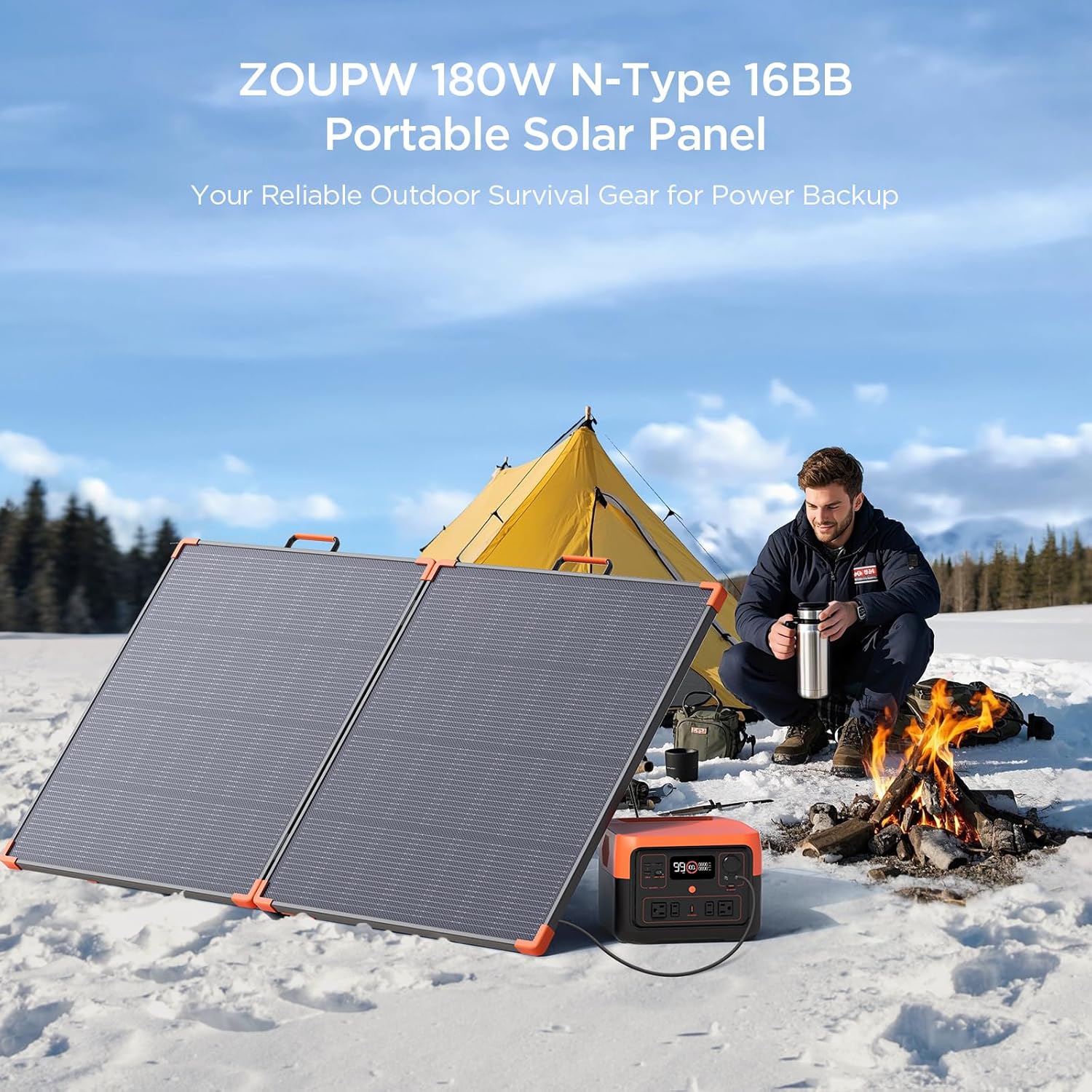 N-Type 16BB 350W Portable Solar Panel for Power Station,Hurricane Preparedness Items,43V Foldable Solar Charger 25% High Efficiency IP68 Waterproof 4 Reinforced Kickstands for Camping RV Trip