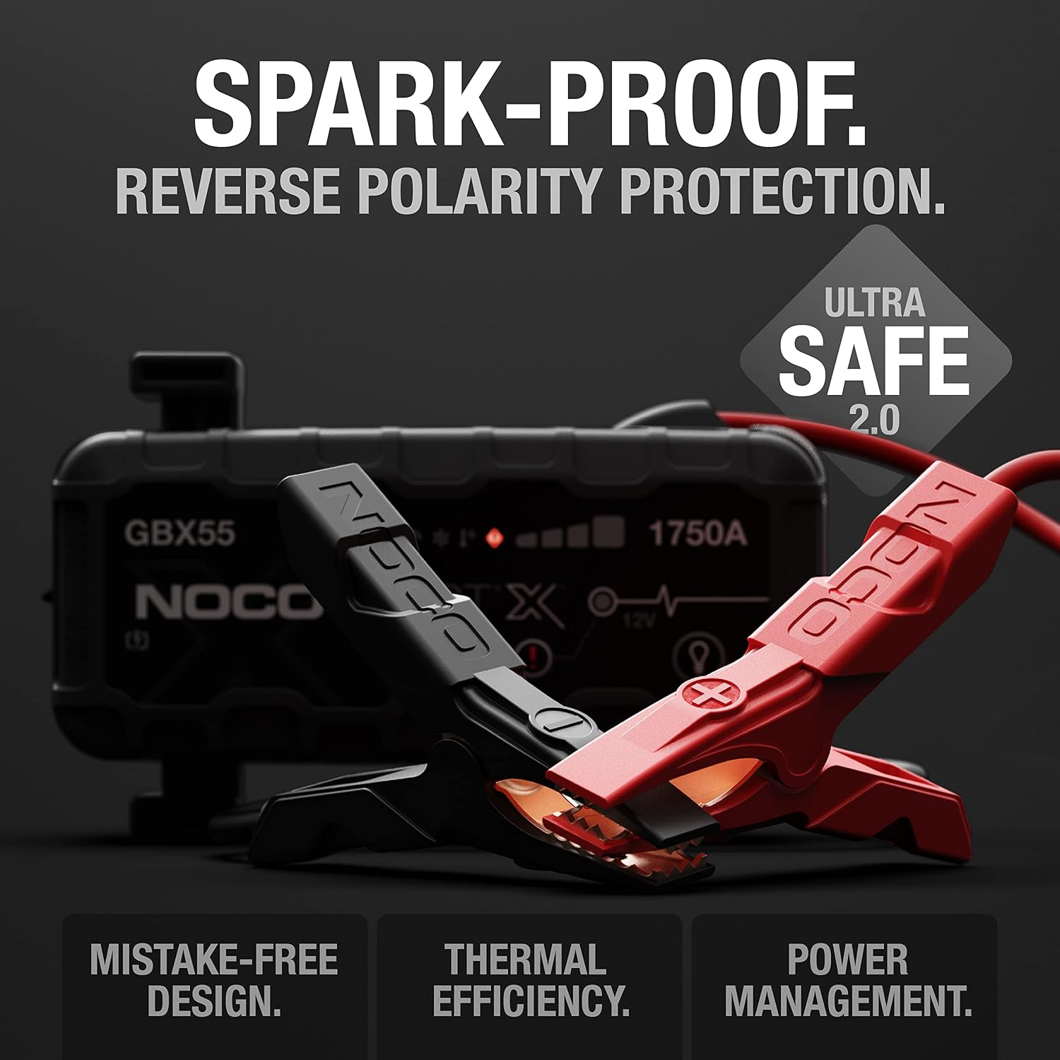 NOCO Boost X GBX55: 1750A UltraSafe Jump Starter – 12V Lithium Battery Booster Pack, Portable Jump Box, Power Bank  Jumper Cables - for 7.5L Gas and 5.0L Diesel Engines