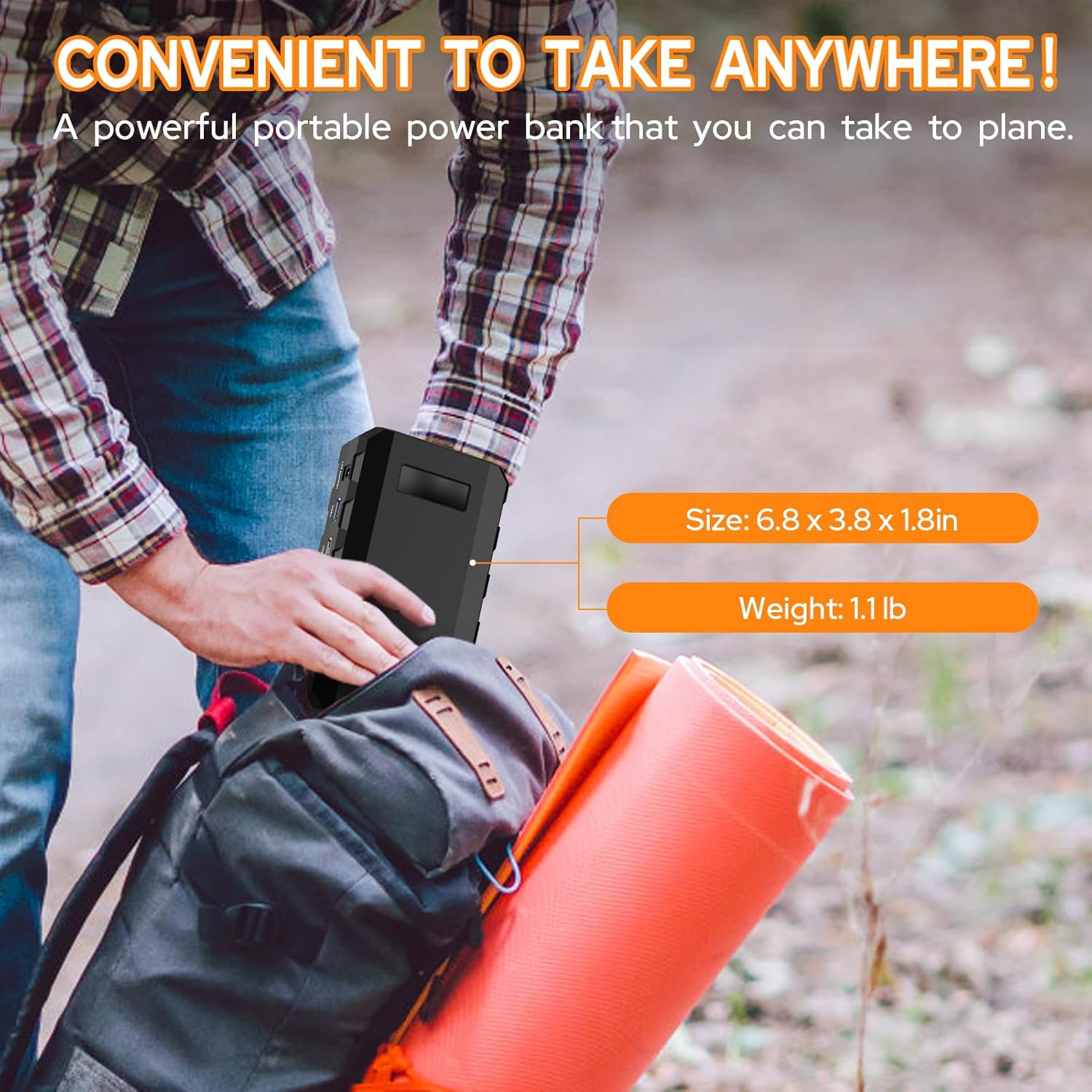 powkey 88Wh Portable Power Station 24000mAh Camping Solar Generator(Solar Panel Not Included) Lithium Battery Power 110V/65W AC, DC, USB QC3.0 for Home Camping Emergency Backup Black