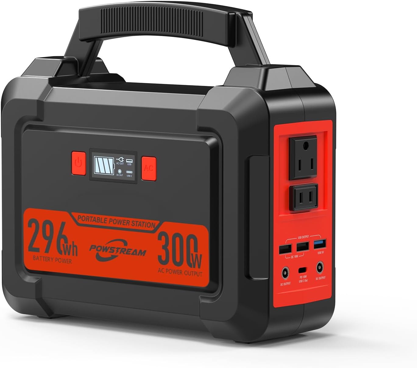 POWSTREAM 300W Solar Powered Generator 296Wh Portable Power Station with Solar Panel Foldable 60W Included, Battery Charger Power Bank with AC Outlet for RV Trip Camping Emergency Home Outage CPAP