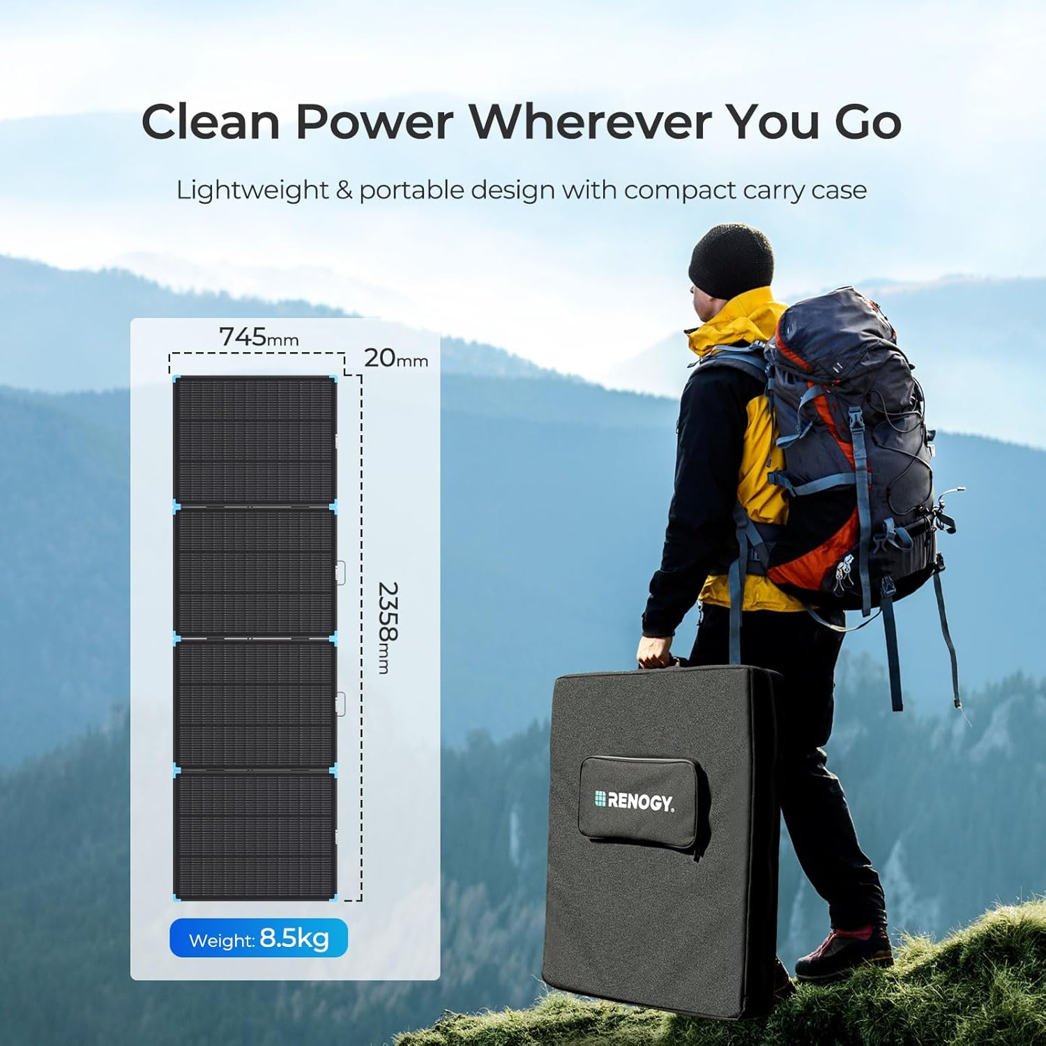 Renogy Solar Panels, 100W Portable Lightweight Solar Suitcase, N-Type 25% High Efficiency Foldable Panel 24.64x20.62, Fast Setup with Kickstands, IP67 Waterproof for RV Camping Off-Grid Blackouts