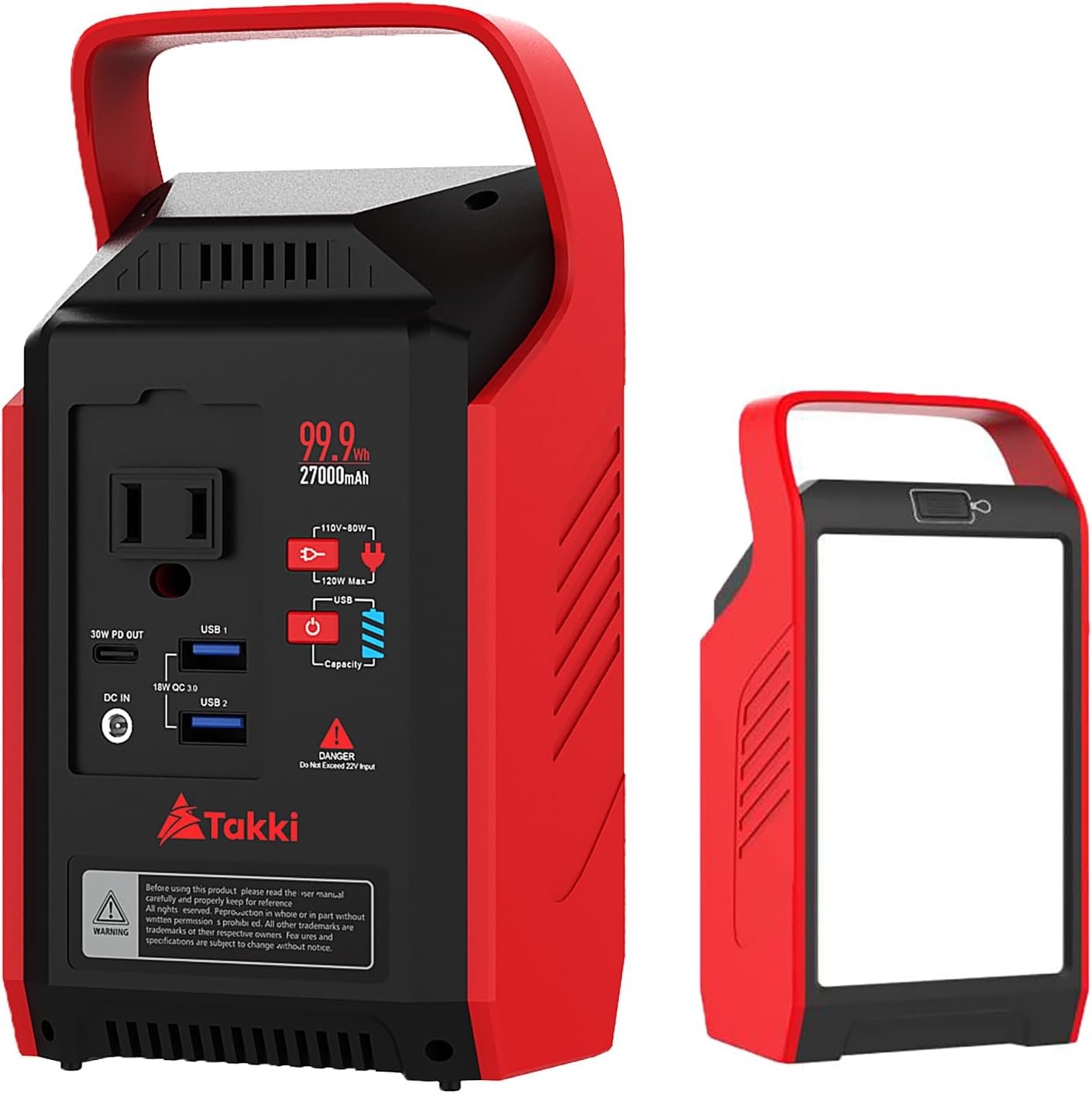 Takki 120W Peak Solar Generator with 21W Panel 83Wh Portable Power Station Solar Power Bank with 110V AC Outlet for Camping Home Use Outdoor Emergency Fan Laptop Hurricane
