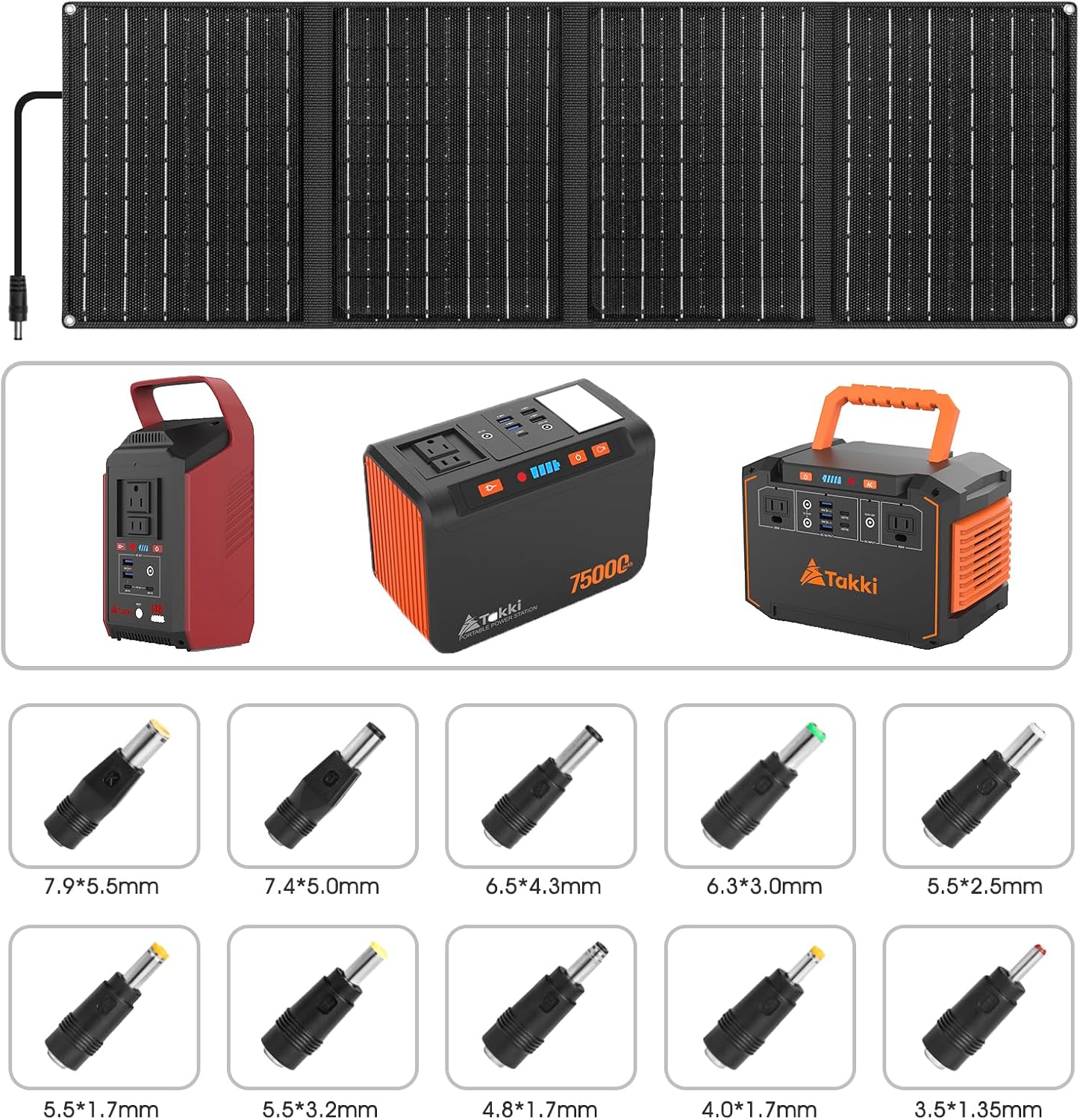 Takki 120W Peak Solar Generator with 21W Panel 83Wh Portable Power Station Solar Power Bank with 110V AC Outlet for Camping Home Use Outdoor Emergency Fan Laptop Hurricane
