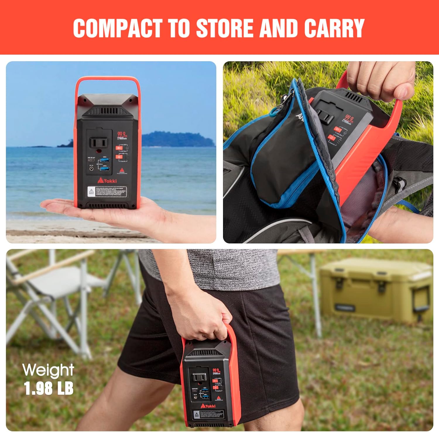 Takki 120W Peak Solar Generator with 21W Panel 83Wh Portable Power Station Solar Power Bank with 110V AC Outlet for Camping Home Use Outdoor Emergency Fan Laptop Hurricane