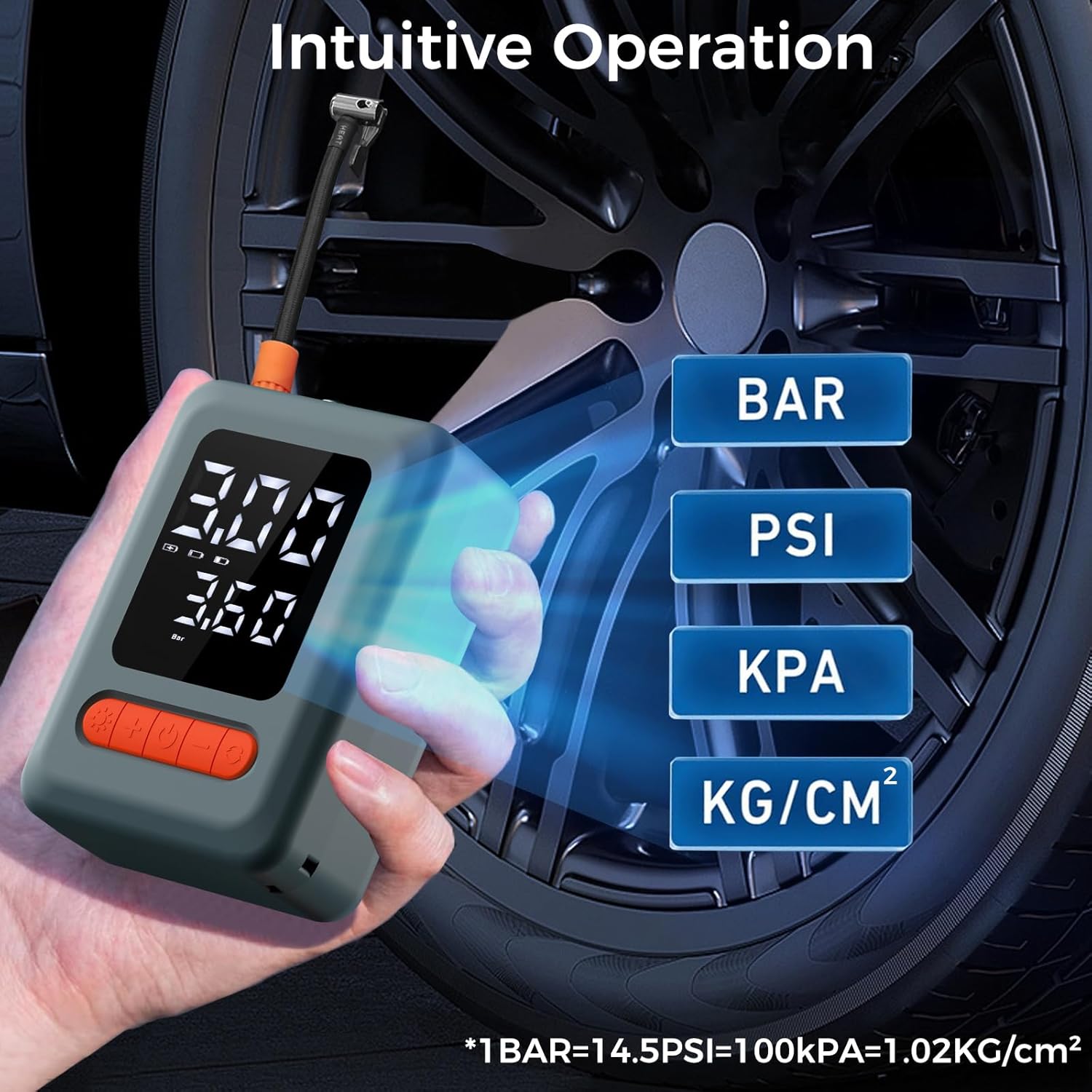 Tire Inflator Portable Air Compressor  Car Jump Starter, Cordless Air Pump with LED Light  Pressure Gauge for Auto,Motorcycles,Bikes,Balls, Emergency Battery Booster  Phone Charger,150PSI