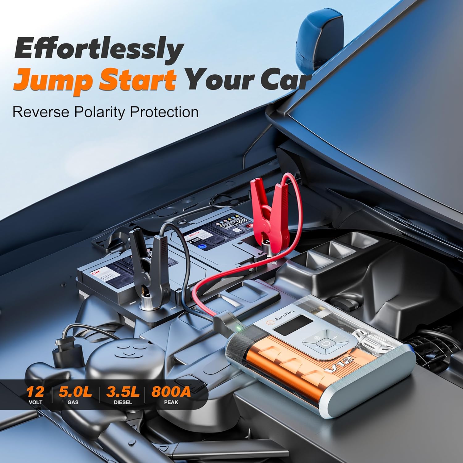 Tire Inflator Portable Air Compressor, Tire Air Pump with Jump Starter, 150 PSI Cordless Tire Inflator and Car Battery Jump Starter for Car, Bike, Motorcycle, Ball, with Pressure Gauge and Storage Bag