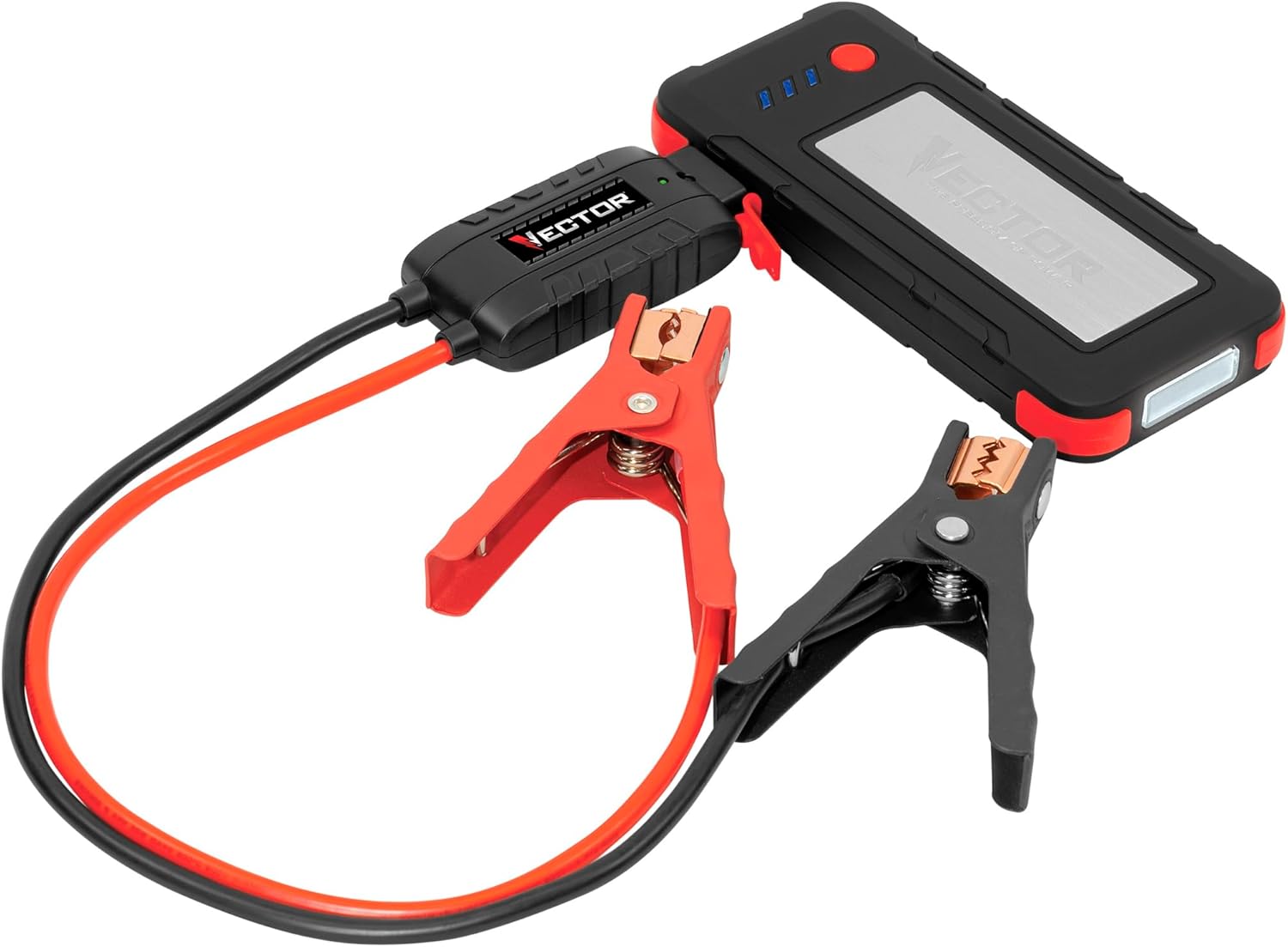 VECTOR SS16LV 1600 Peak Amp Lithium Jump Starter Battery Booster, USB-A and USB-C (3.1 Amps), Power in  Out, LED Work Light,  Heavy Duty Powder Coated Clamps