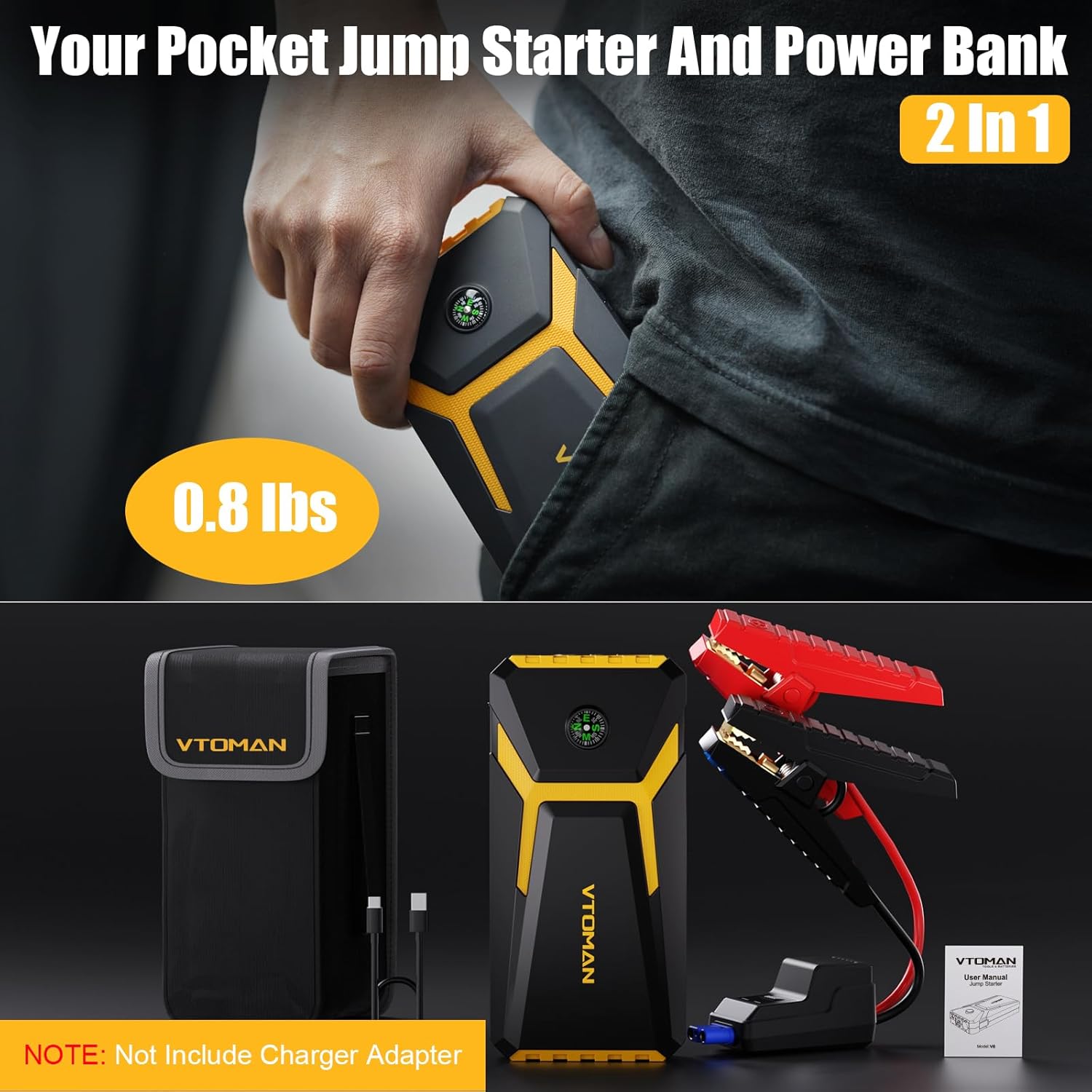 VTOMAN V6 Pro  X5 Jump Starter with Air Compressor, 3500A + 2000A Portable Car Battery Booster