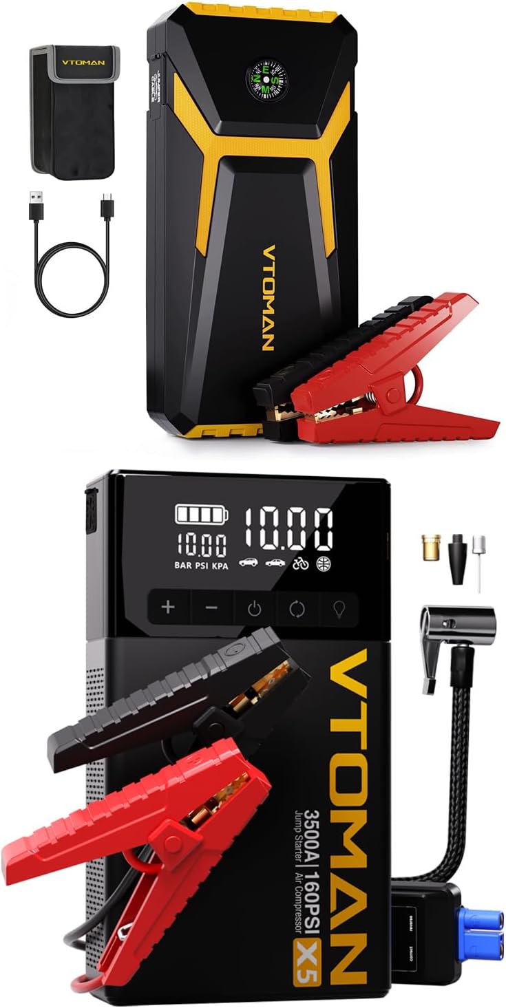 VTOMAN V6 Pro  X5 Jump Starter with Air Compressor, 3500A + 2000A Portable Car Battery Booster