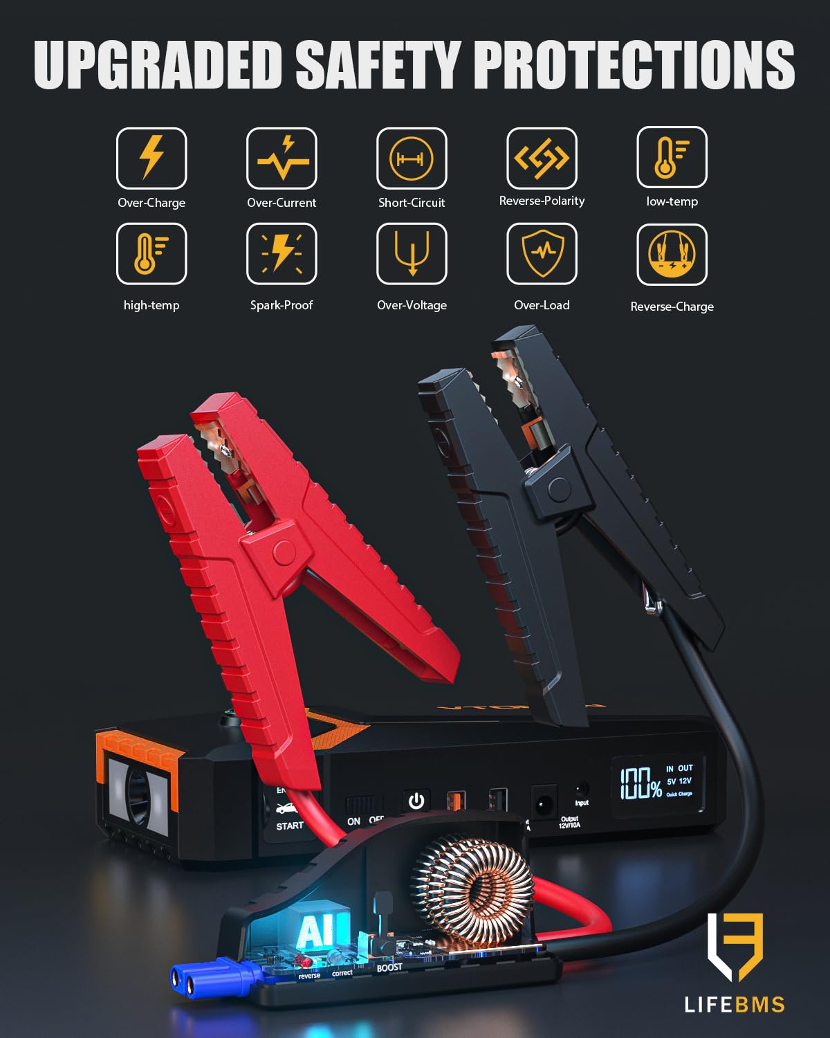 VTOMAN X5 Jump Starter with Air Compressor, 3500A Portable Car Battery Booster with 160PSI Digital Tire Inflator, and VTOMAN V8 Jump Starter