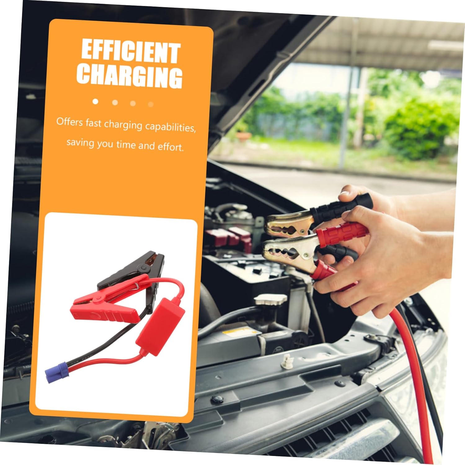 Zerodeko Portable Car Jump Starter with Booster Battery Clips Multi Functional Emergency Cable for Fast Charging Compact Design and Reverse Protection