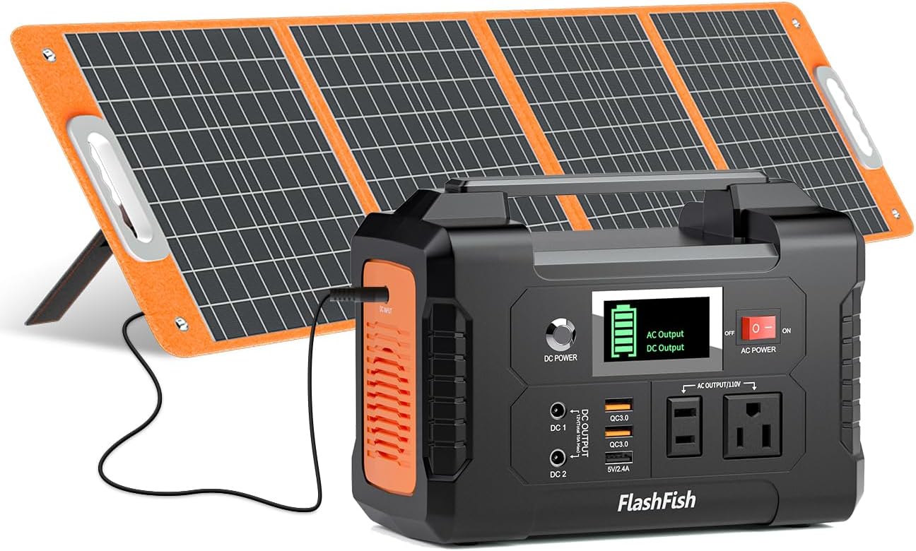 200W Portable Power Station, FlashFish 40800mAh Solar Generator With 110V AC Outlet/2 DC Ports/3 USB Ports, Backup Battery Pack Power Supply for CPAP Outdoor Advanture Load Trip Camping Emergency.
