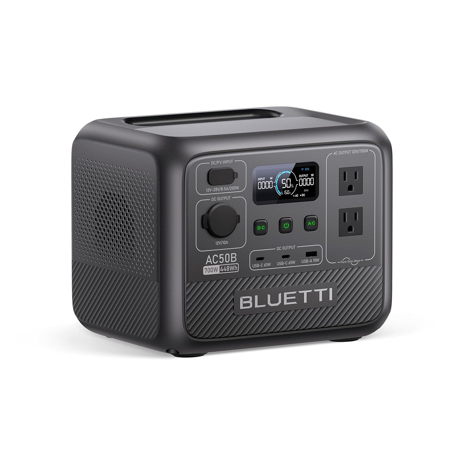 BLUETTI Solar Generator AC50B, 448Wh LiFePO4 Battery Backup w/ 2 700W AC Outlets (Power Lifting 1000W), 0-80% in 45 Min., for Camping, Road Trip, Outage (Solar Panel Optional)