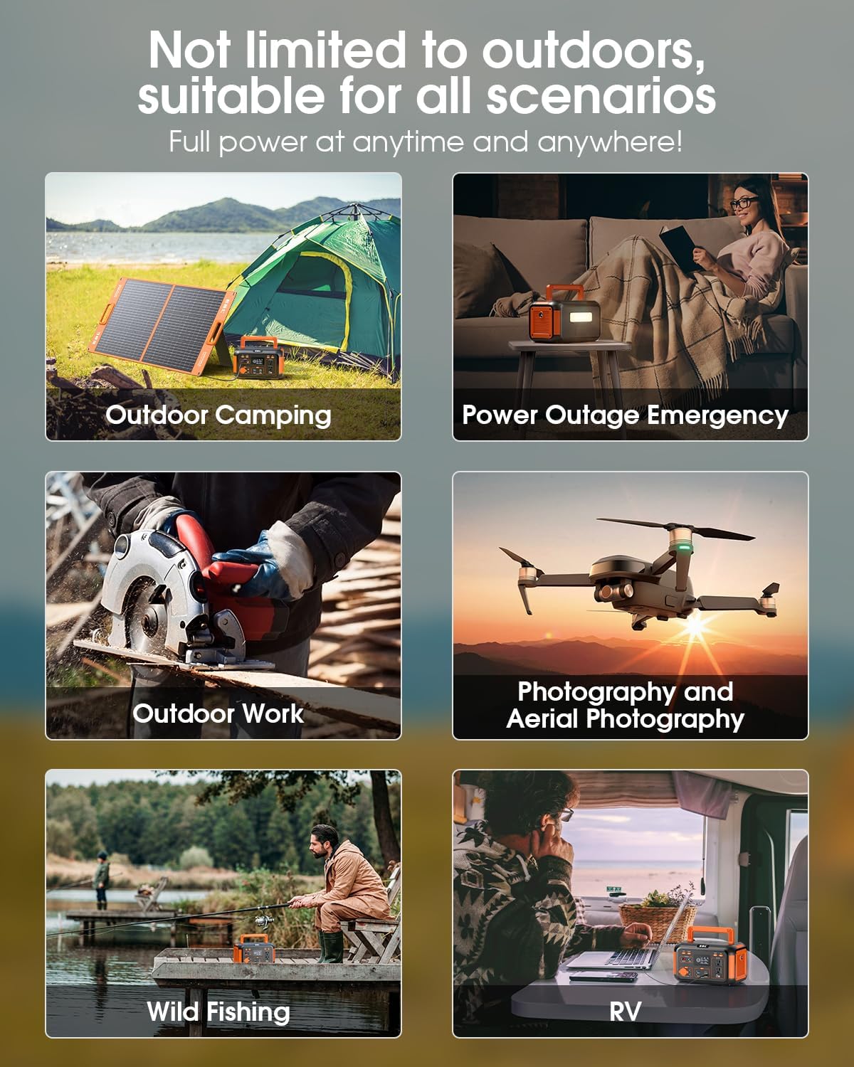 EBL Portable Power Station 500W, 444Wh Backup Lithium Battery, 500W Solar Generator For Outdoors Camping Travel Home Emergency Use (Solar Panel Optional)