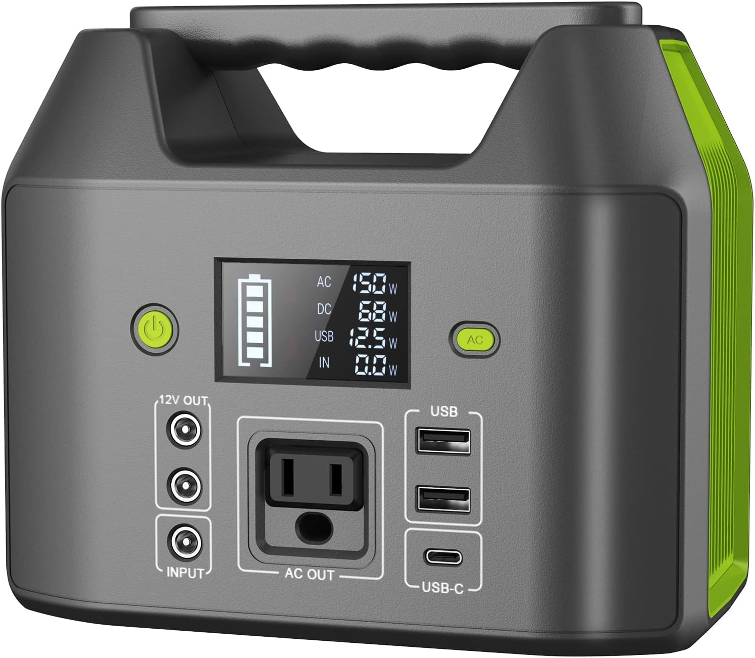 EnginStar 155Wh Power Bank 150Wh Portable Power Station 110v Battery Pack 6 Outputs w/AC Outlet LED Light for Outdoor Camping Road Trip Emergency