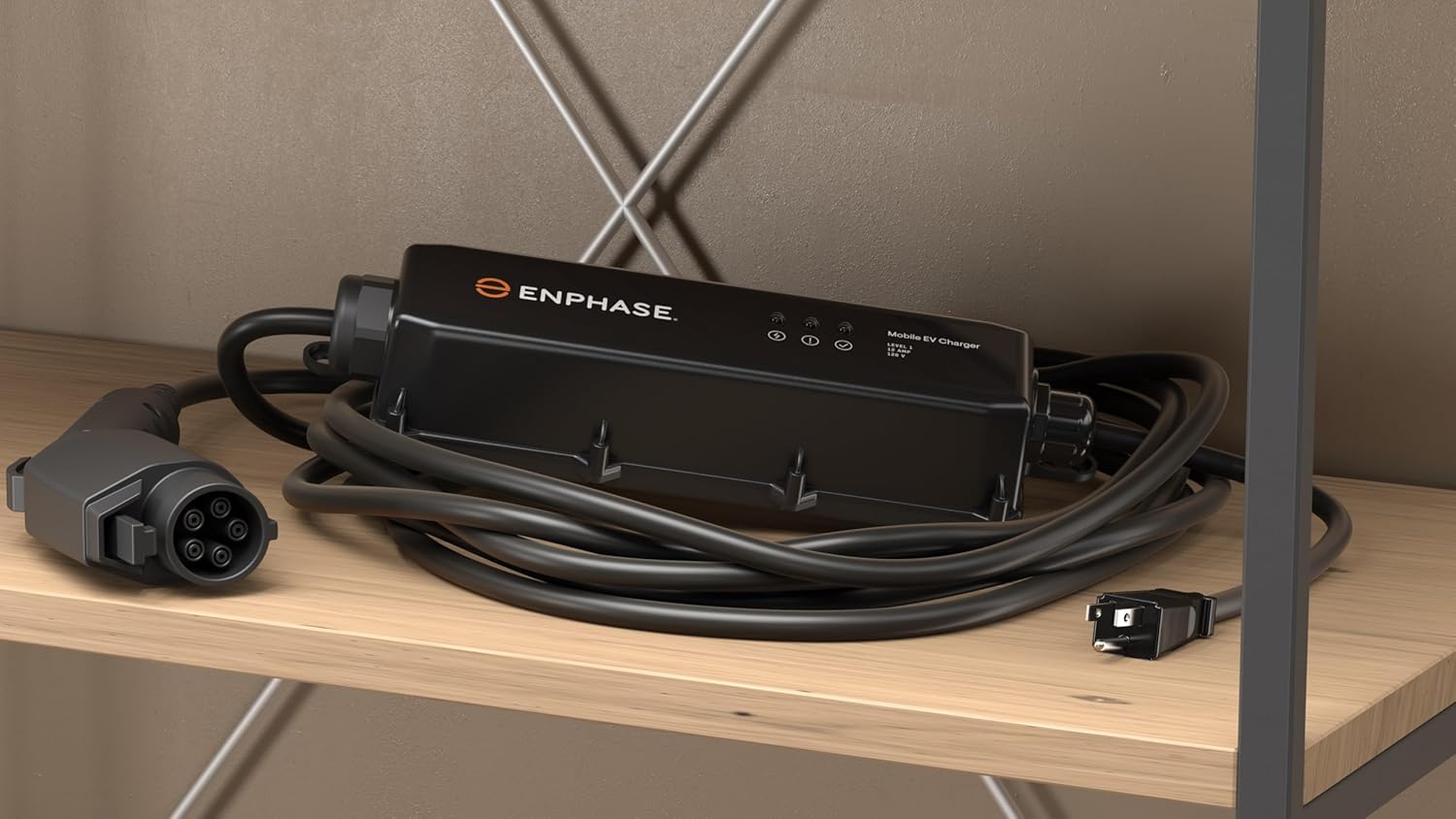 Enphase Mobile EV Charger, 12 A, Safety Certified, Indoor/Outdoor, 25ft Rugged Cable  SAE J1772 Connector, 120V, NEMA 5-15 Plug