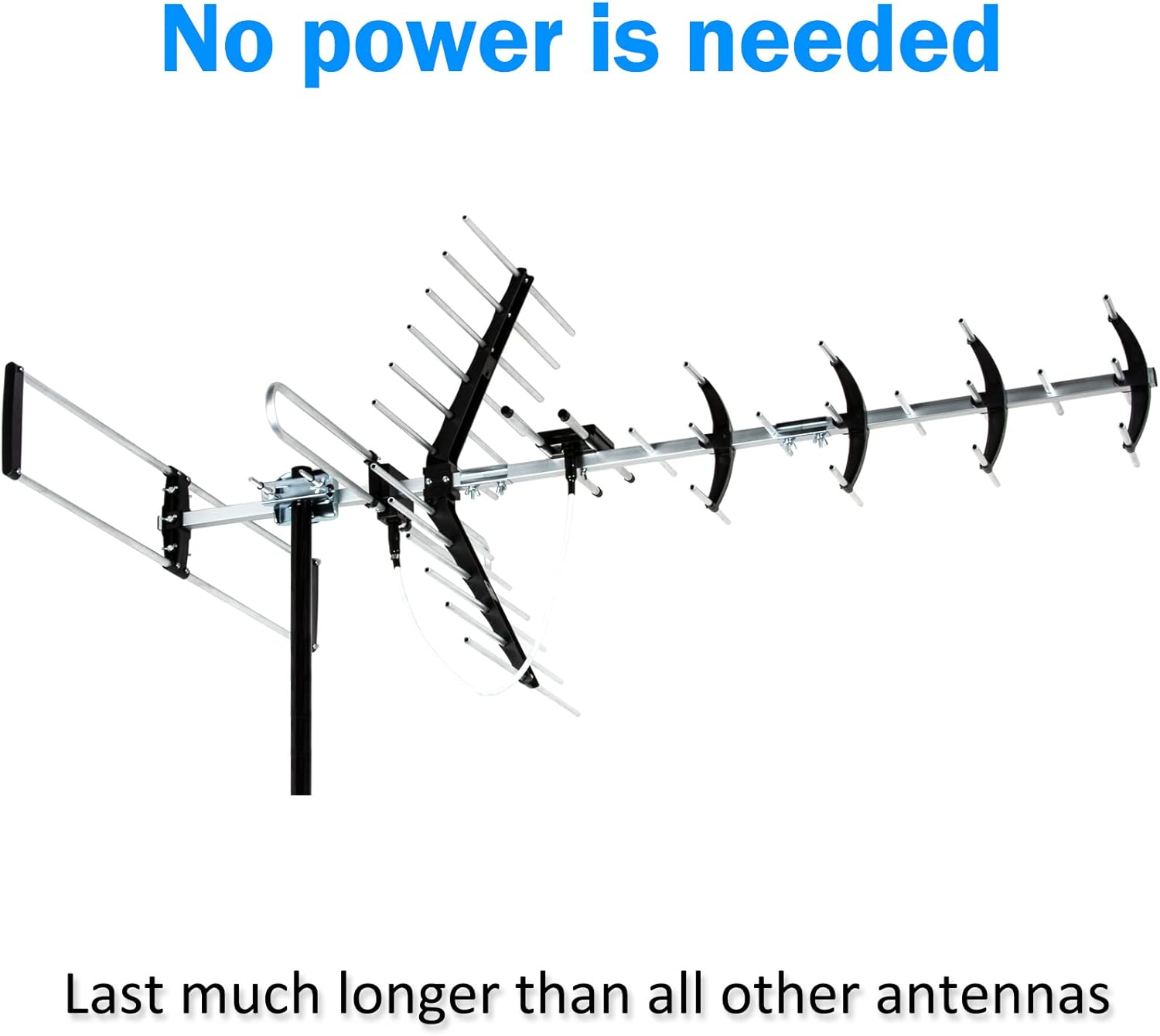 Five Star Outdoor HDTV Antenna up to 200 Mile Long Range, Attic or Roof Mount, Digital OTA Antenna for 4K 1080P VHF UHF Supports 4 TVs Installation Kit  J Mount, ATSC 3.0 Ready